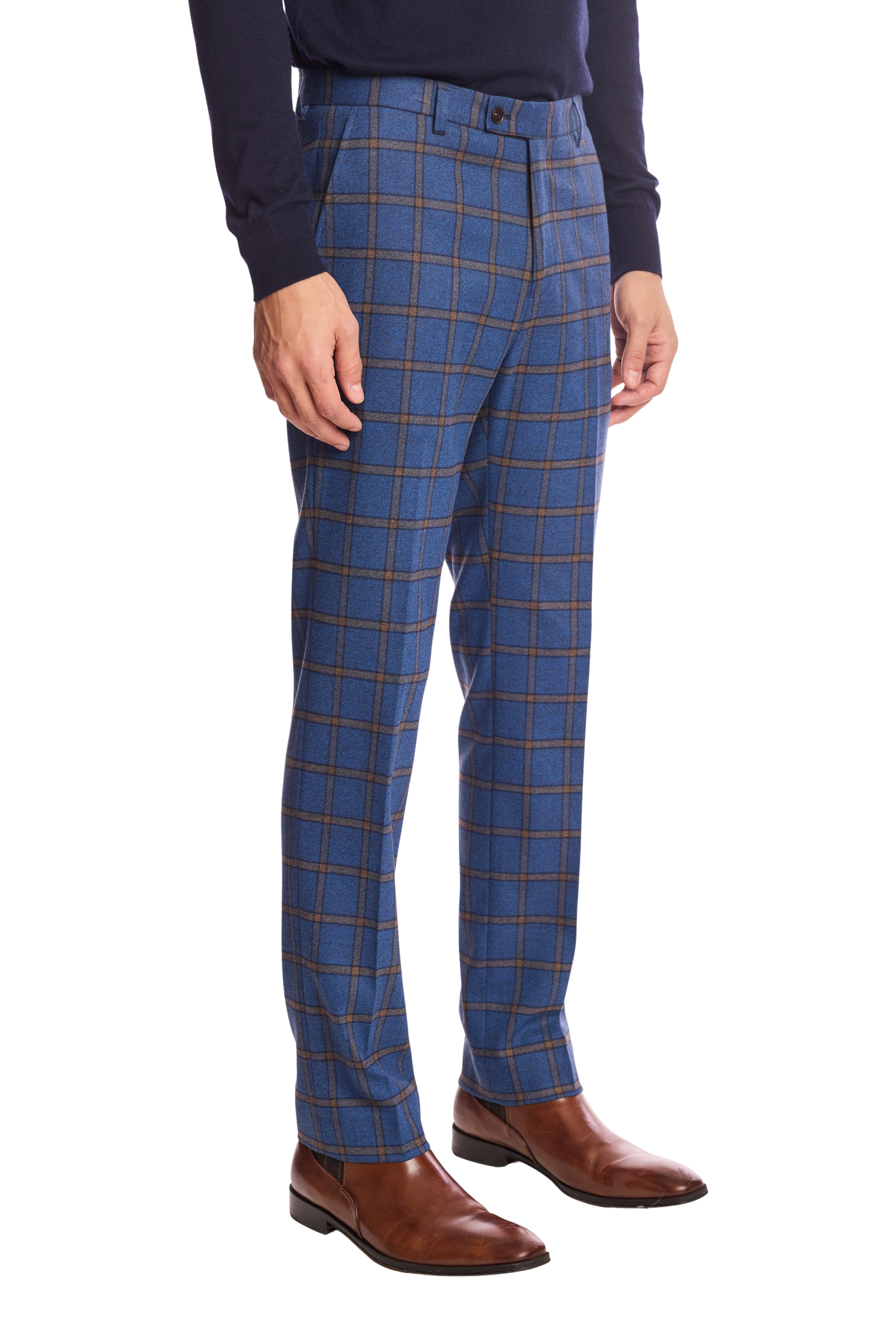 Downing pants - slim - Blue Yellow Windowpane