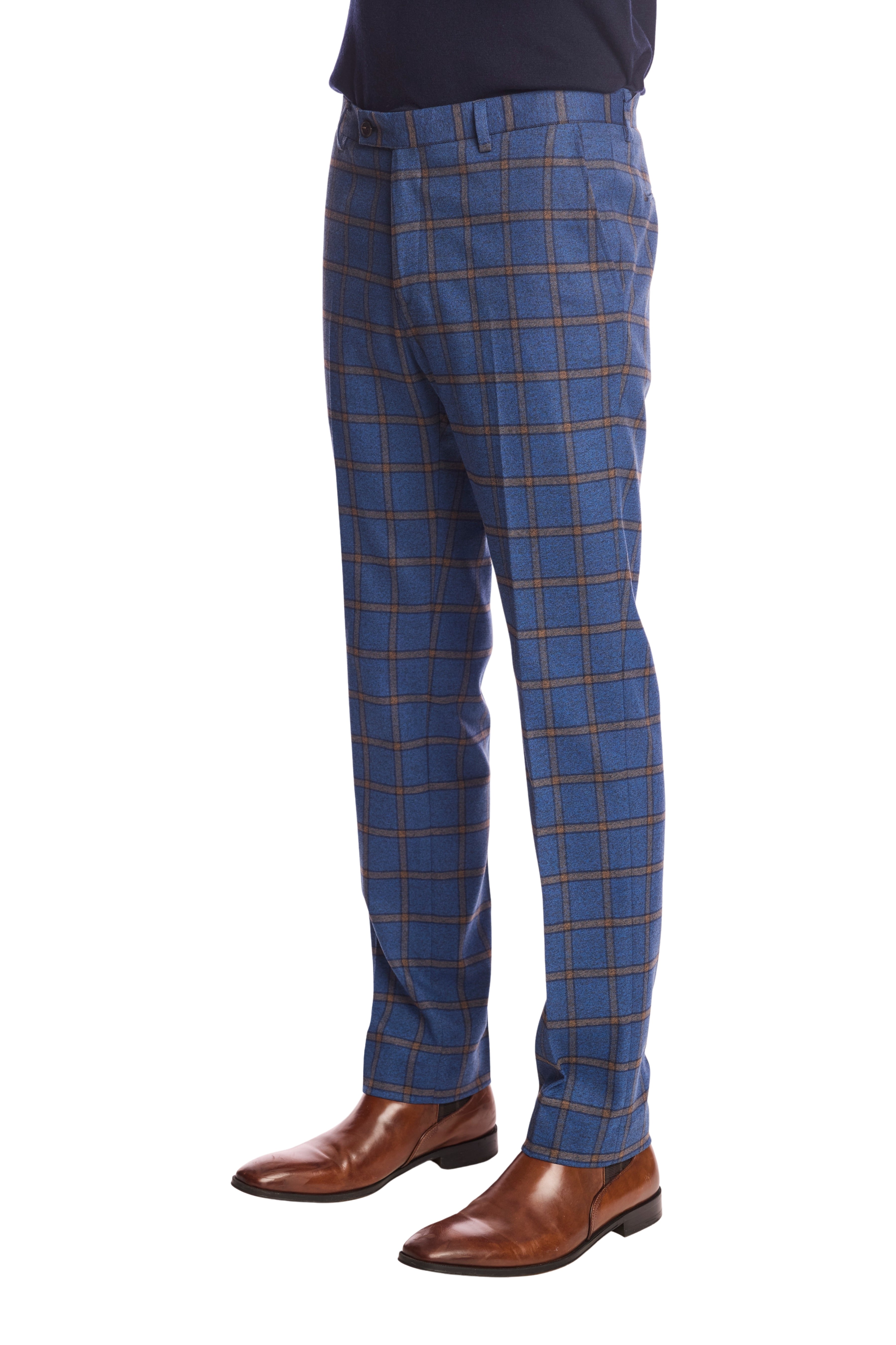 Downing pants - slim - Blue Yellow Windowpane