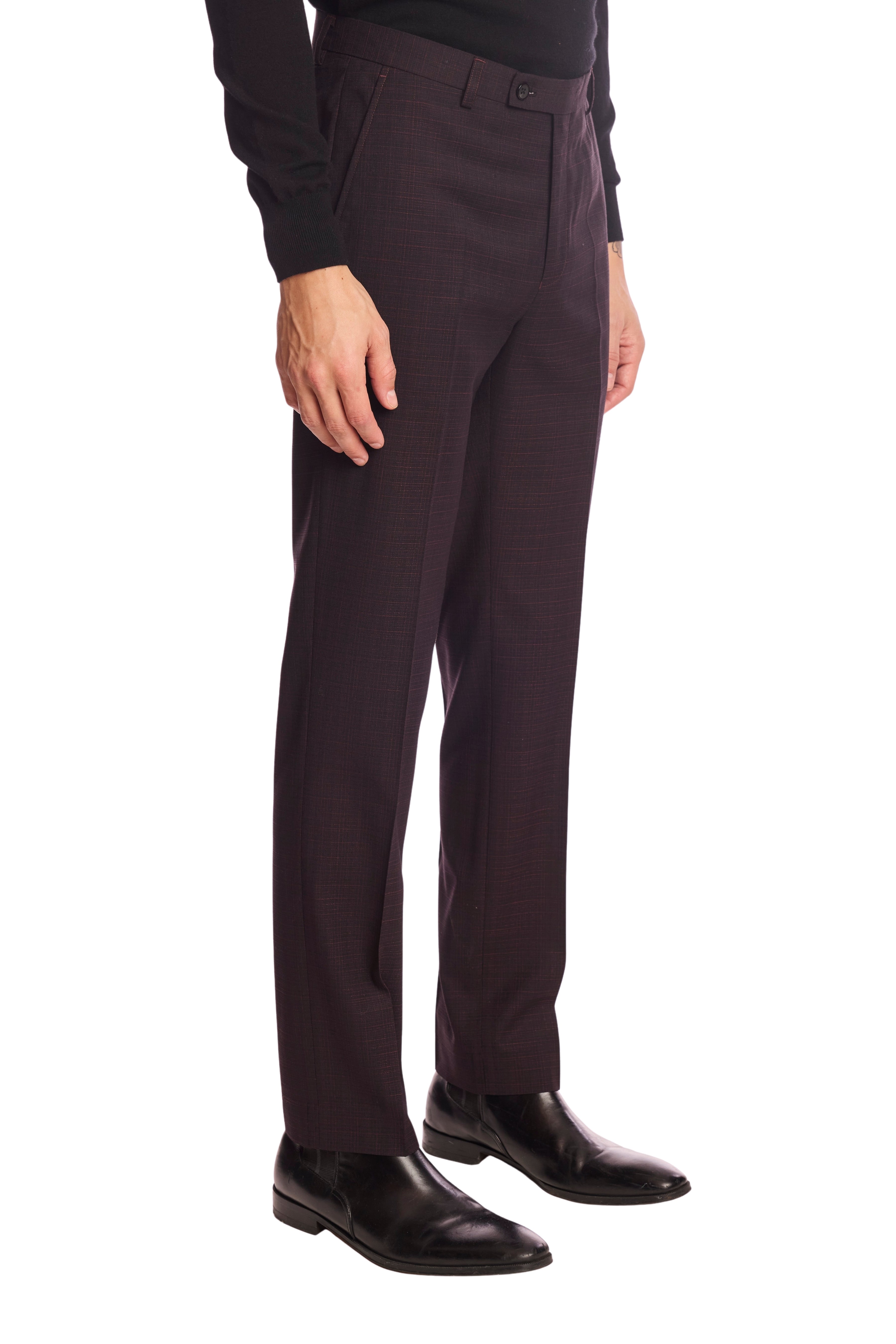 Downing pants - slim - Black Burgundy Grid