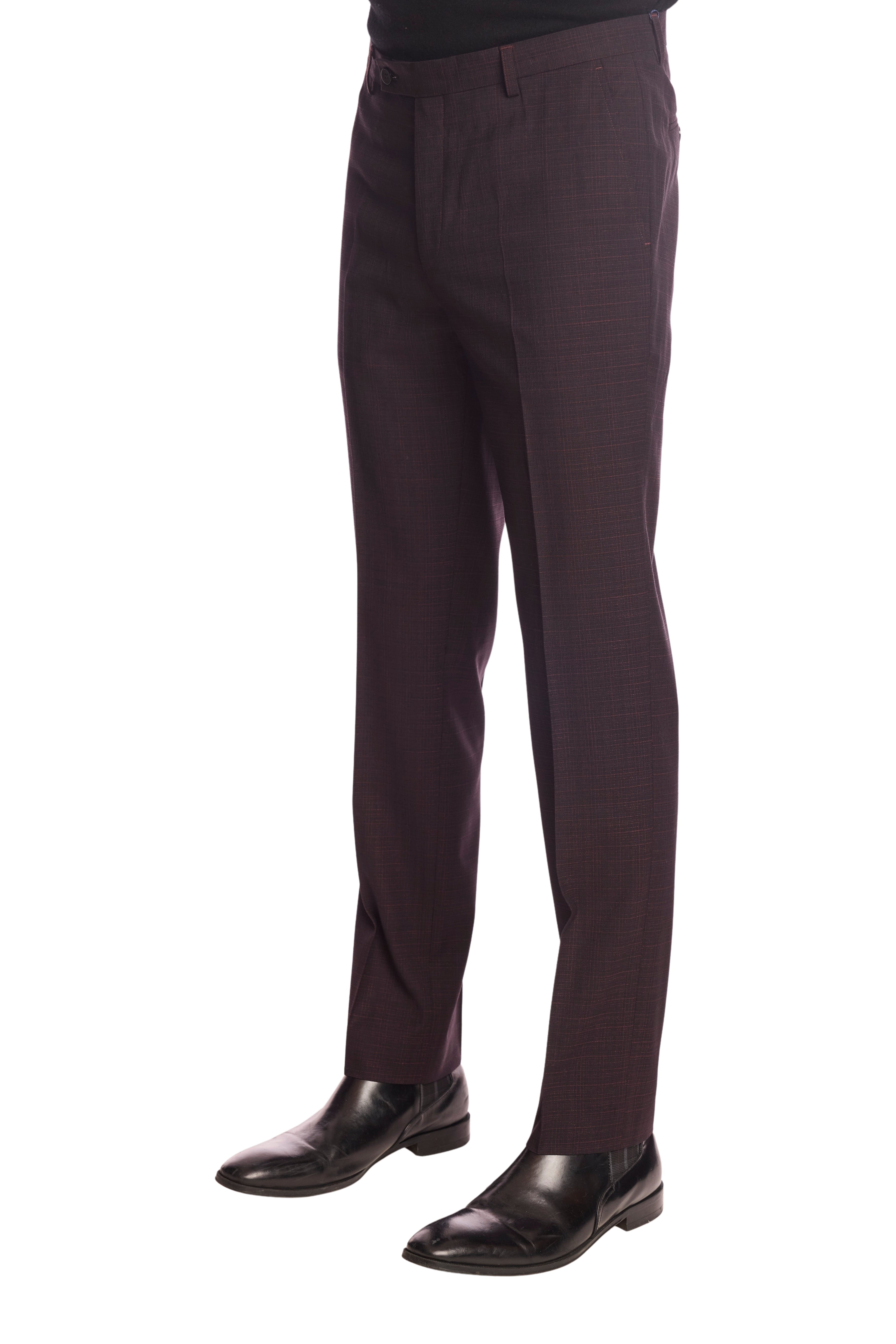 Downing pants - slim - Black Burgundy Grid