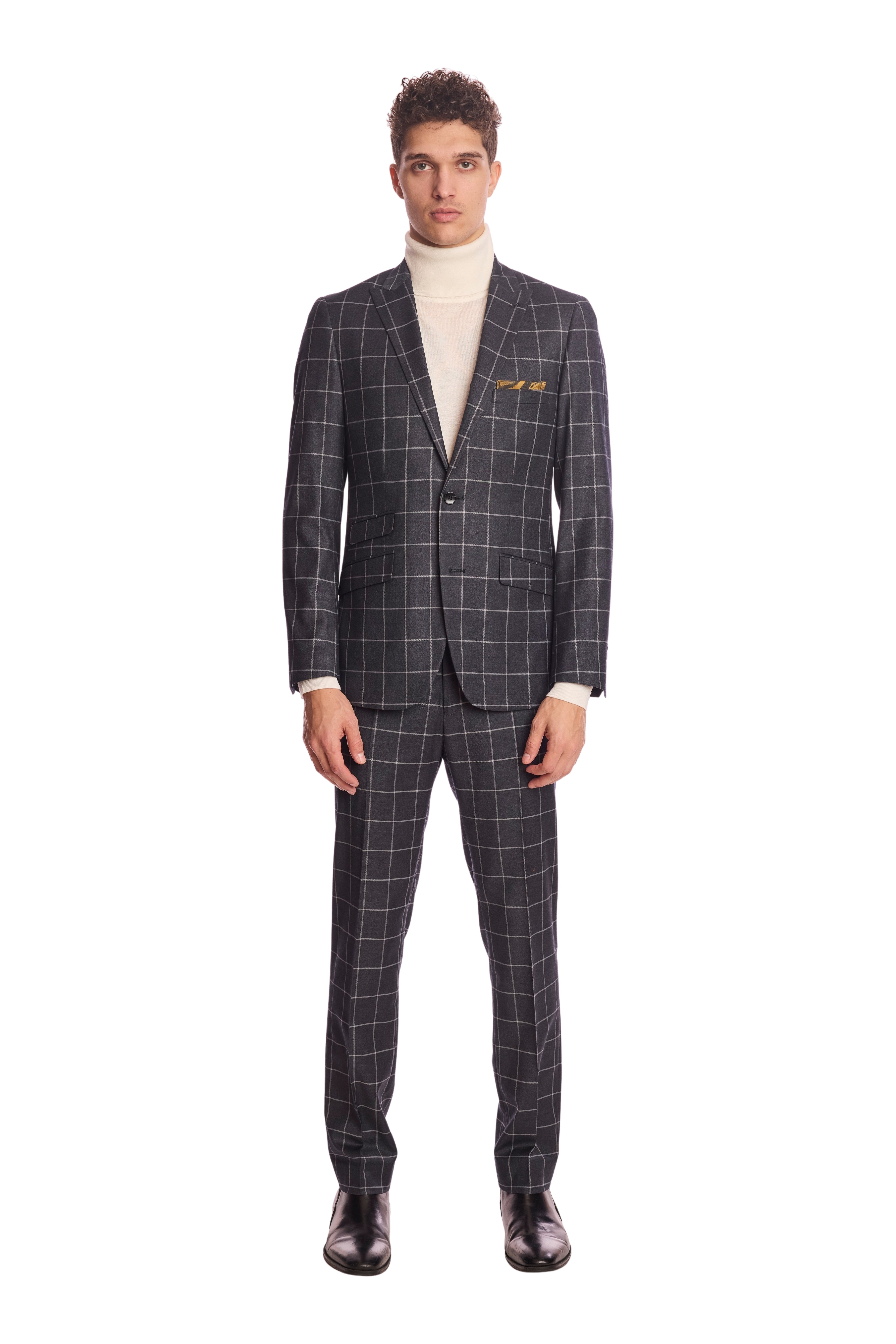 Downing pants - slim - Charcoal Windowpane