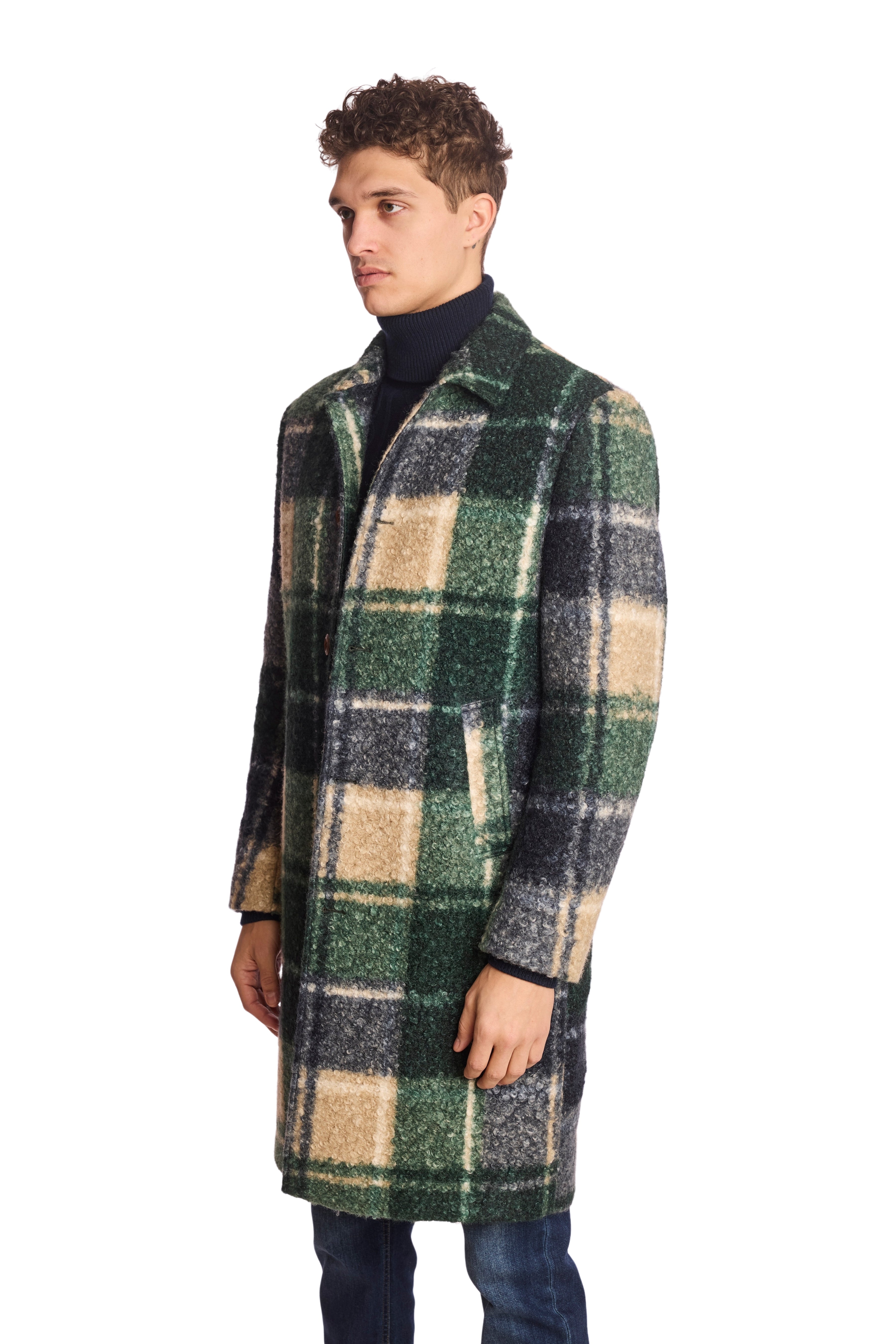 Slash Pocket Overcoat - Forest Cream Swirl