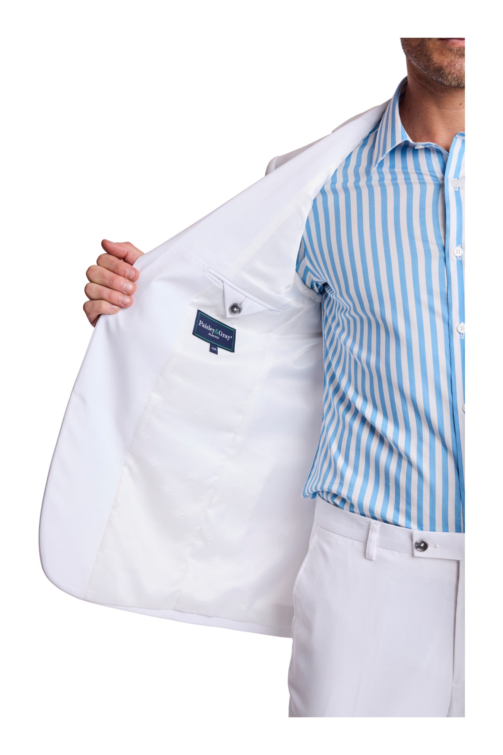 Dover Notch Jacket - slim - White Sharkskin
