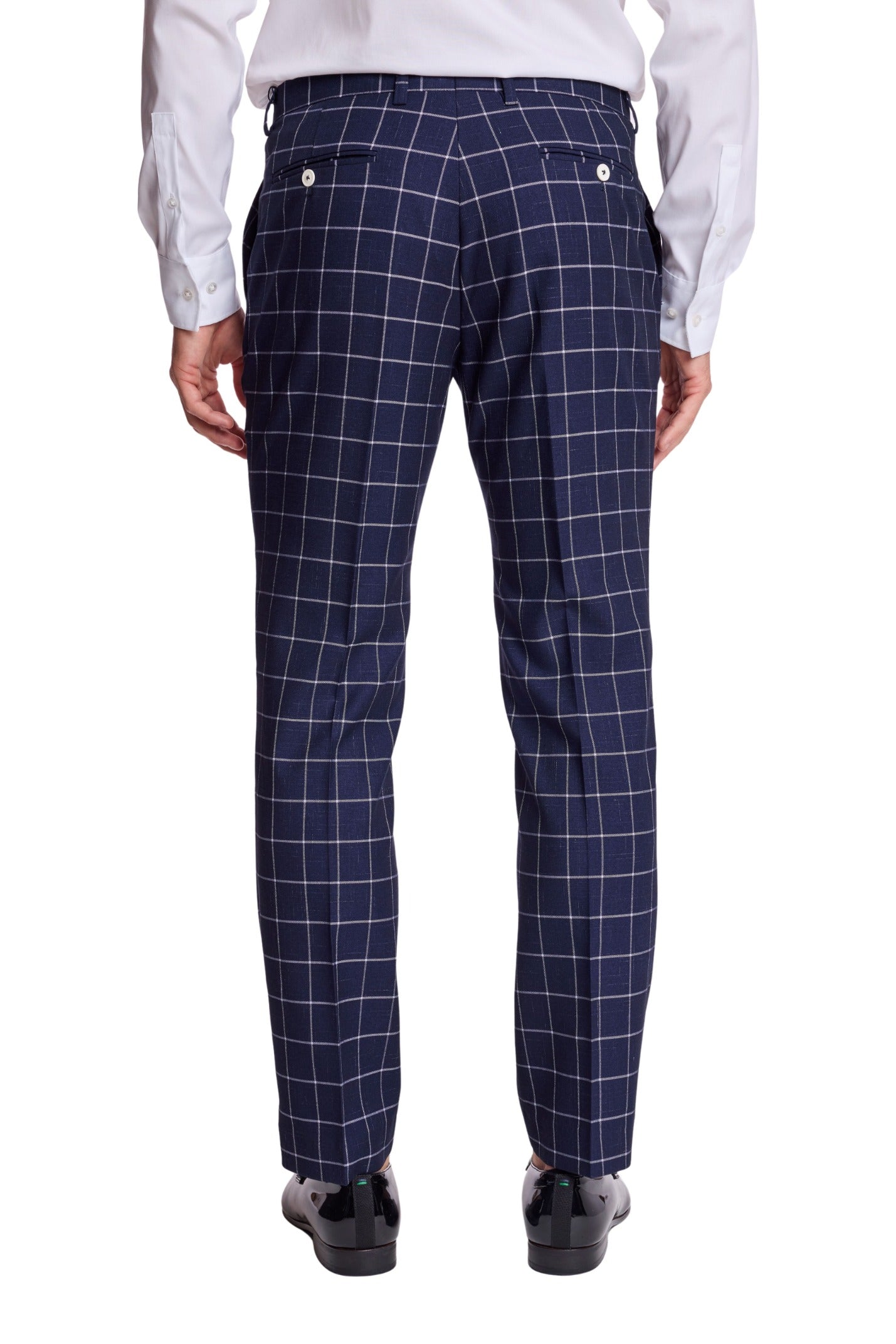Downing Pants - slim - White Navy Windowpane