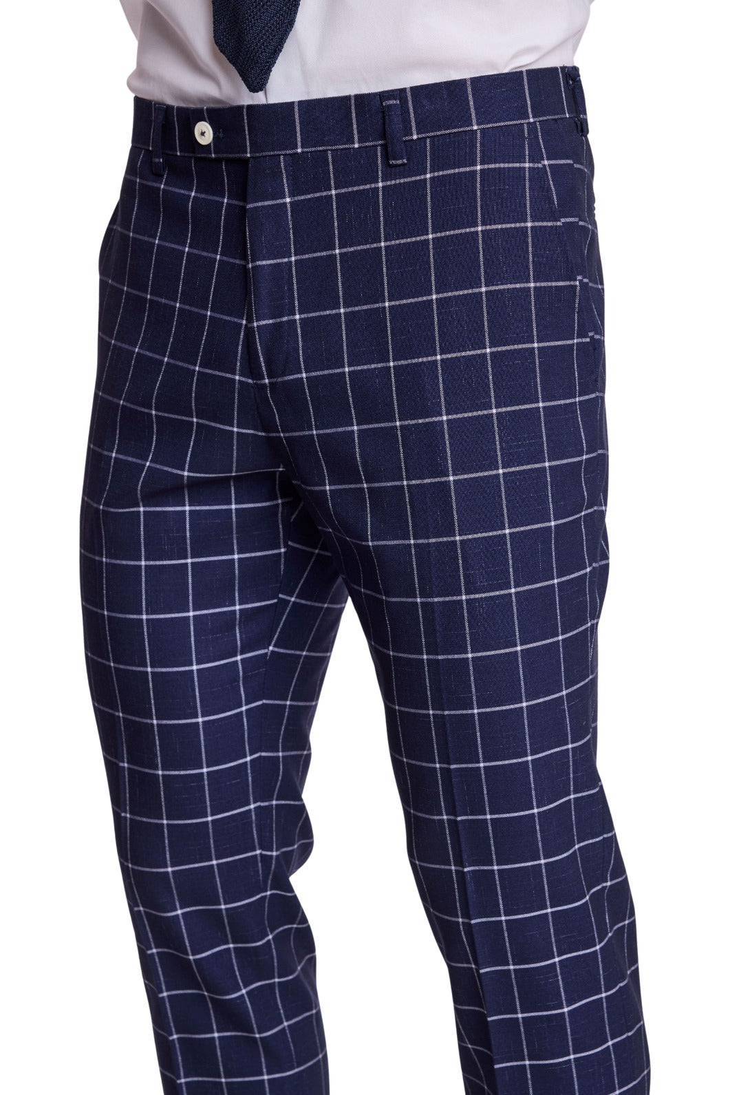 Downing Pants - slim - White Navy Windowpane