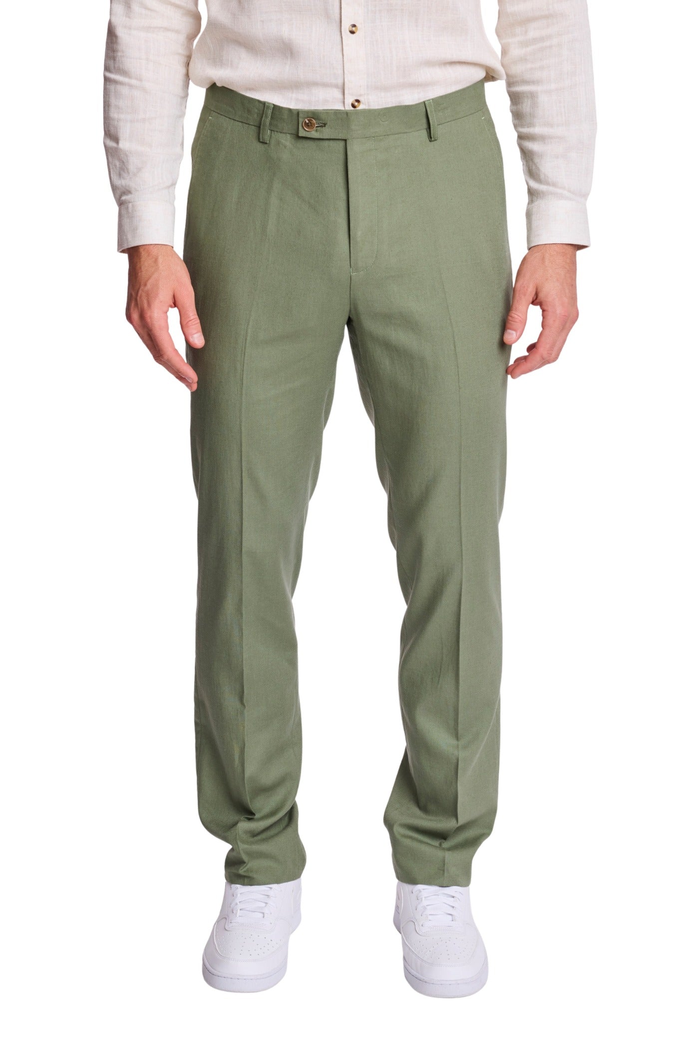 Downing Pants - slim - Olivine Green Linen