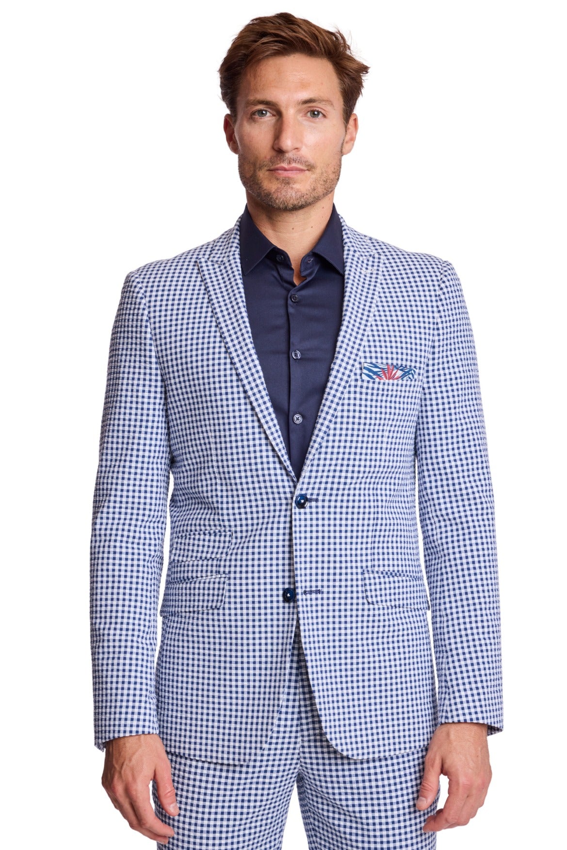 Ashton Peak Jacket - slim - Navy Gingham Seersucker