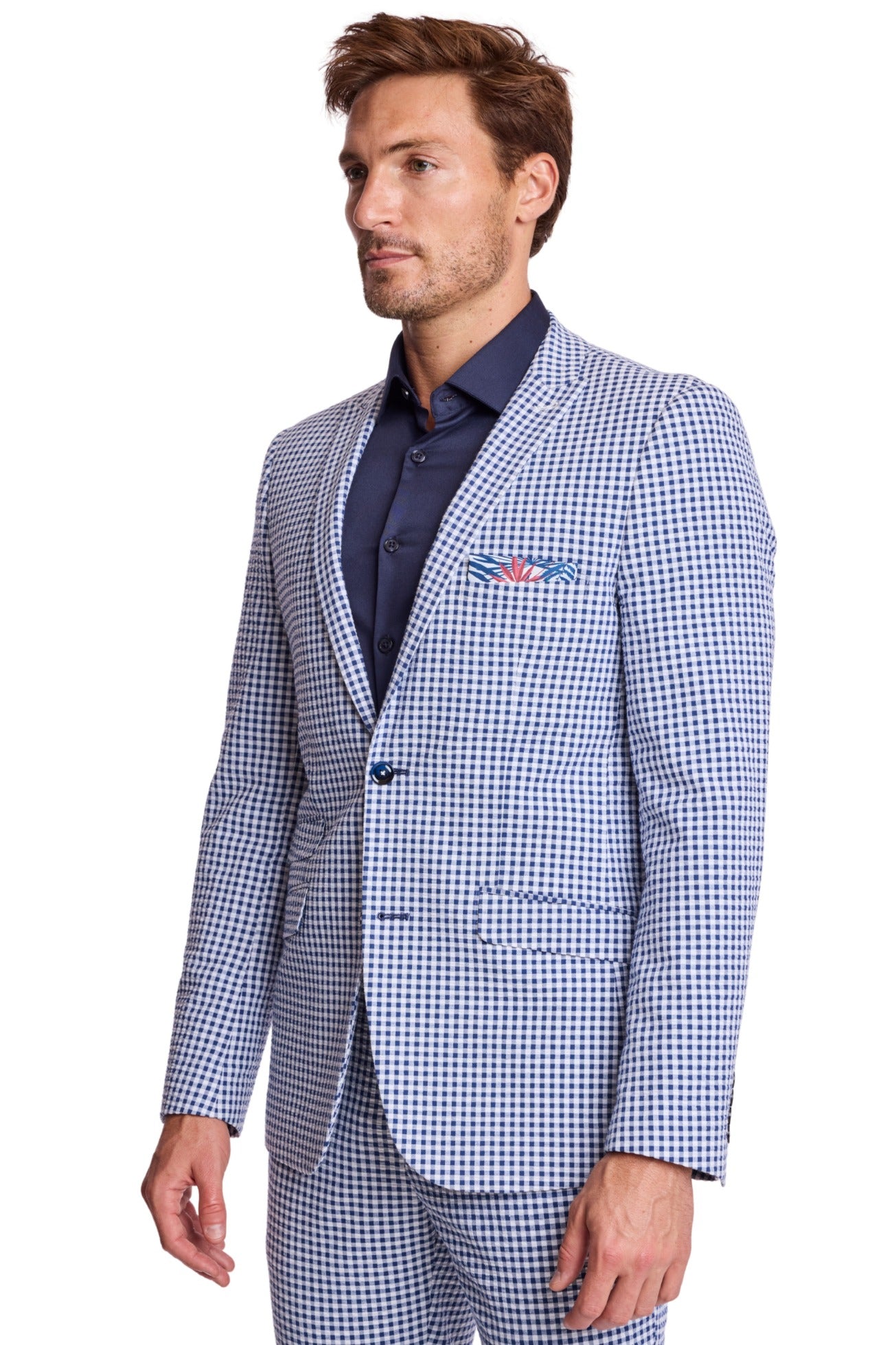 Ashton Peak Jacket - slim - Navy Gingham Seersucker