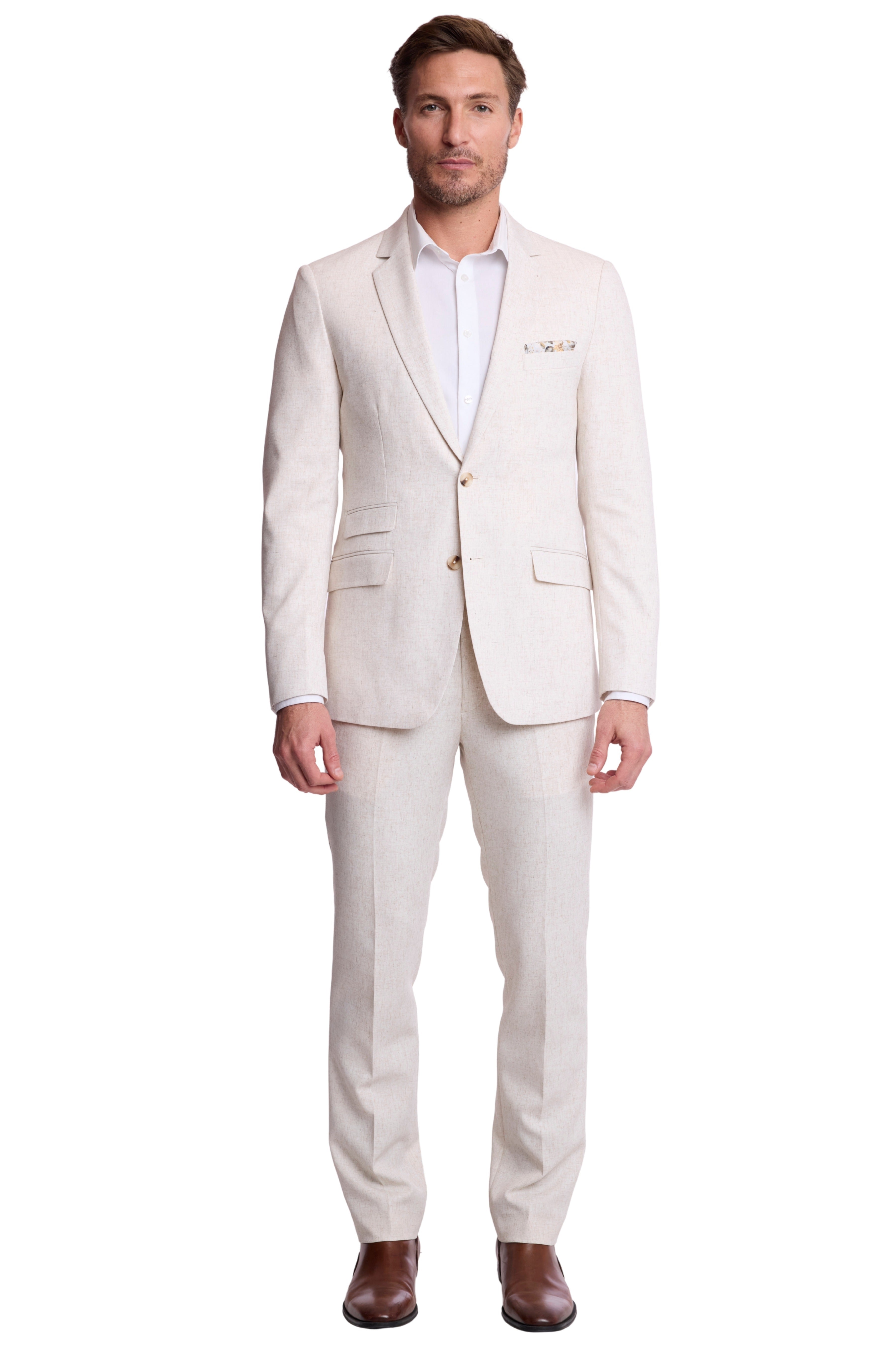 Dover Notch Jacket - slim - Oat Linen Blend
