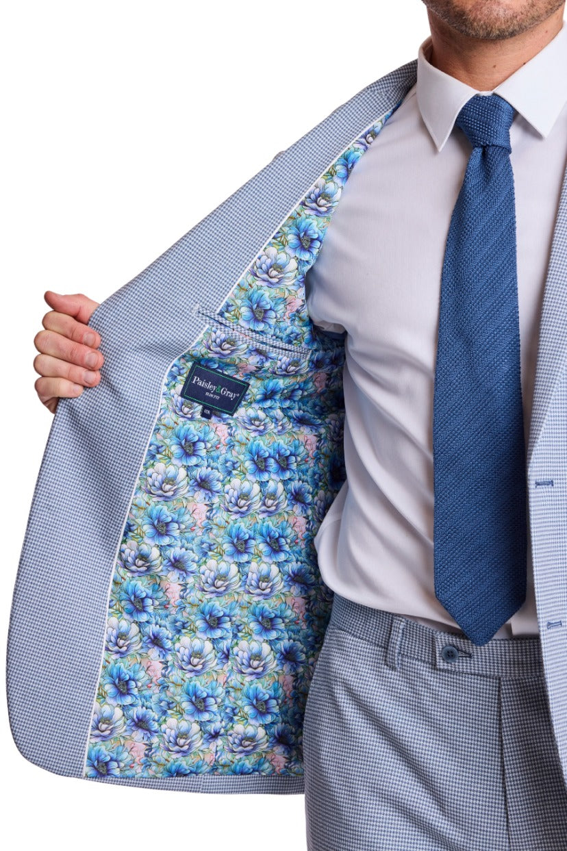 Dover Notch Jacket - slim - Crisp Navy Knit Houndstooth