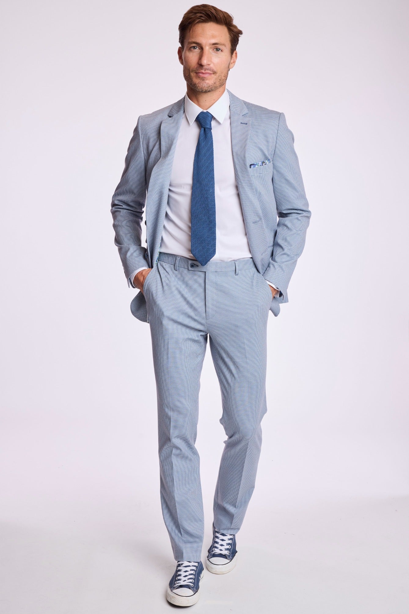 Dover Notch Jacket - slim - Crisp Navy Knit Houndstooth