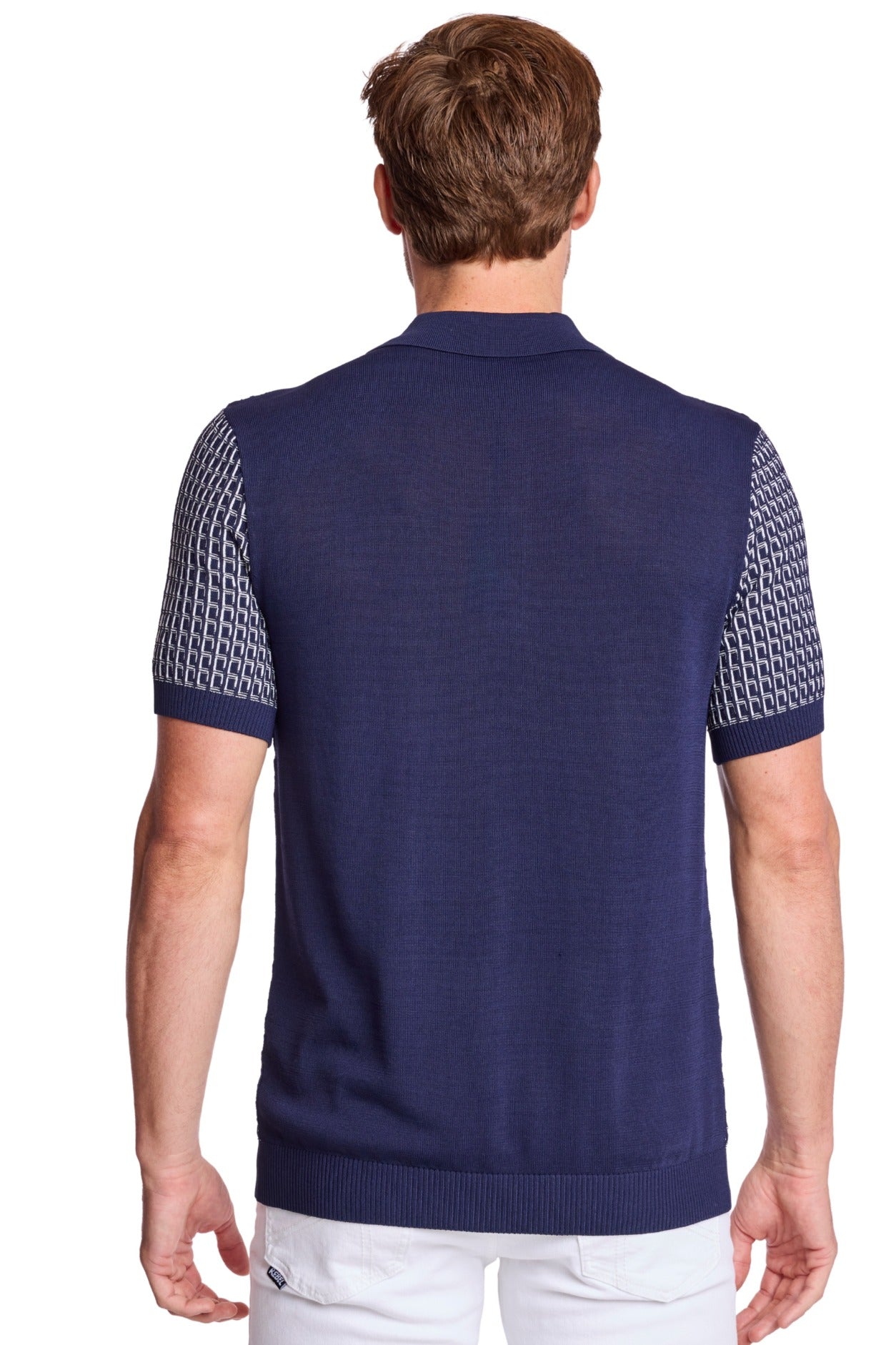 3 Button Polo - Crisp Navy & White