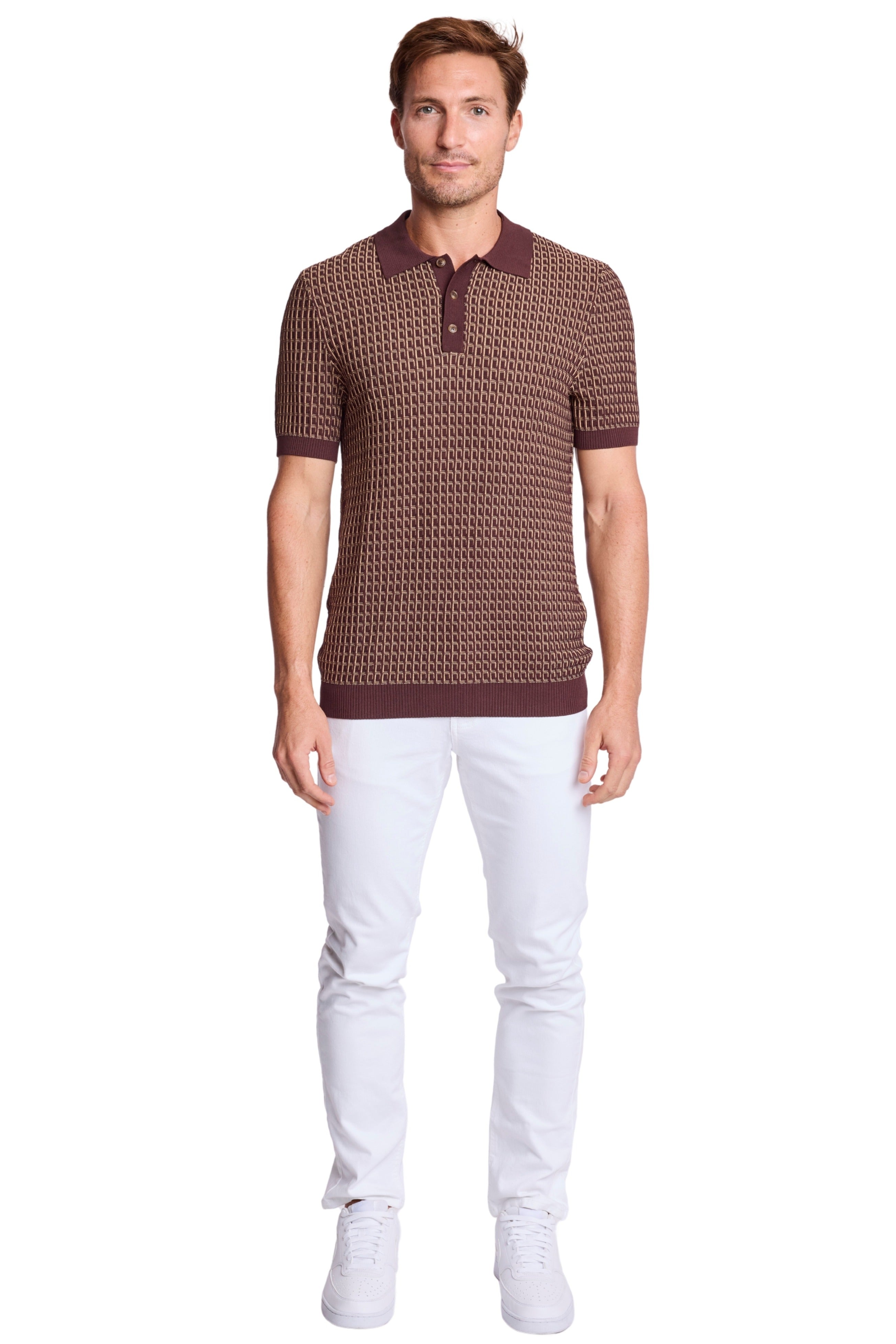 3 Button Polo - Ganache & Tan