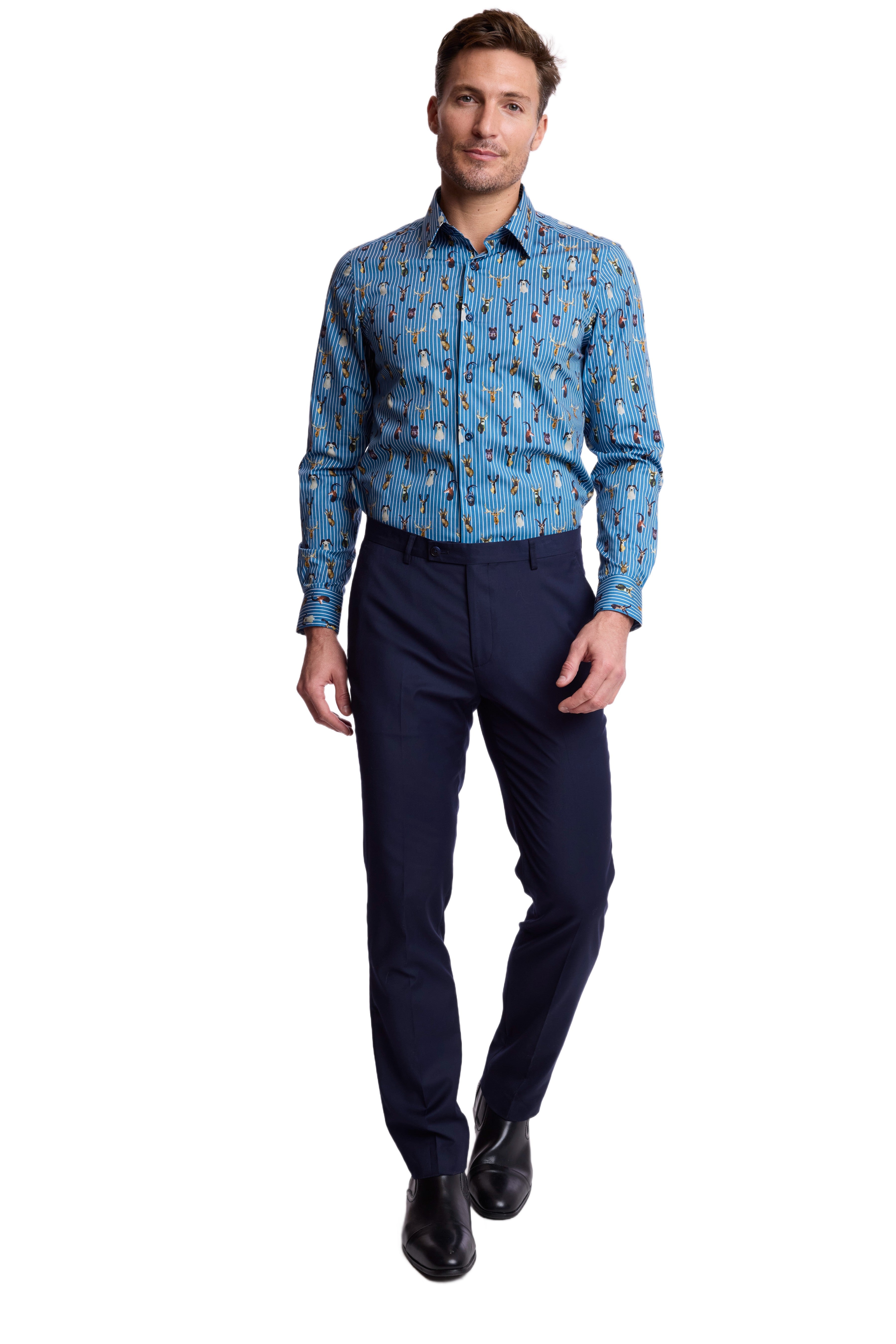 Parker Pointed Collar Shirt - Stripes and Trophies