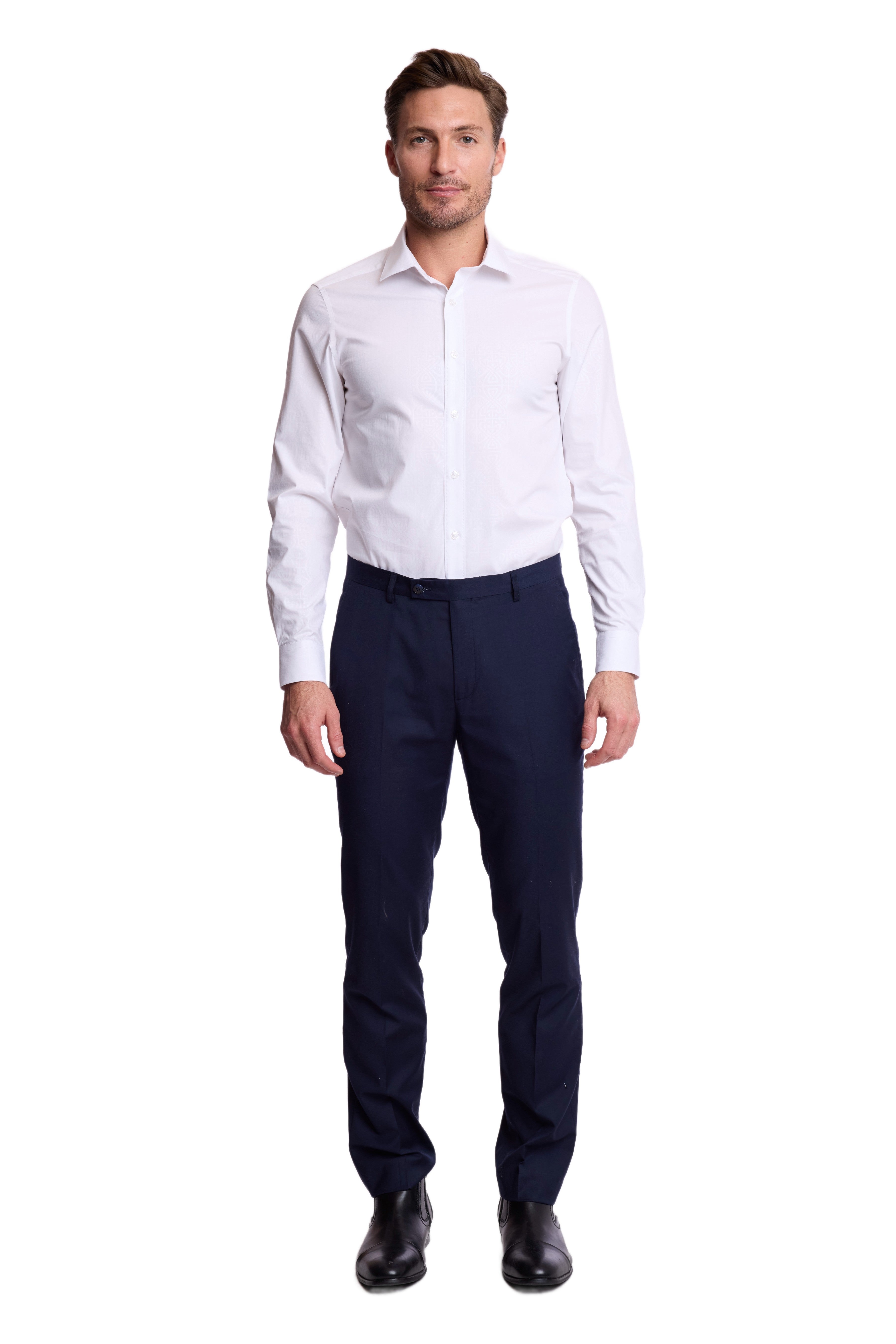 Peter Pointed Collar Shirt - White on White