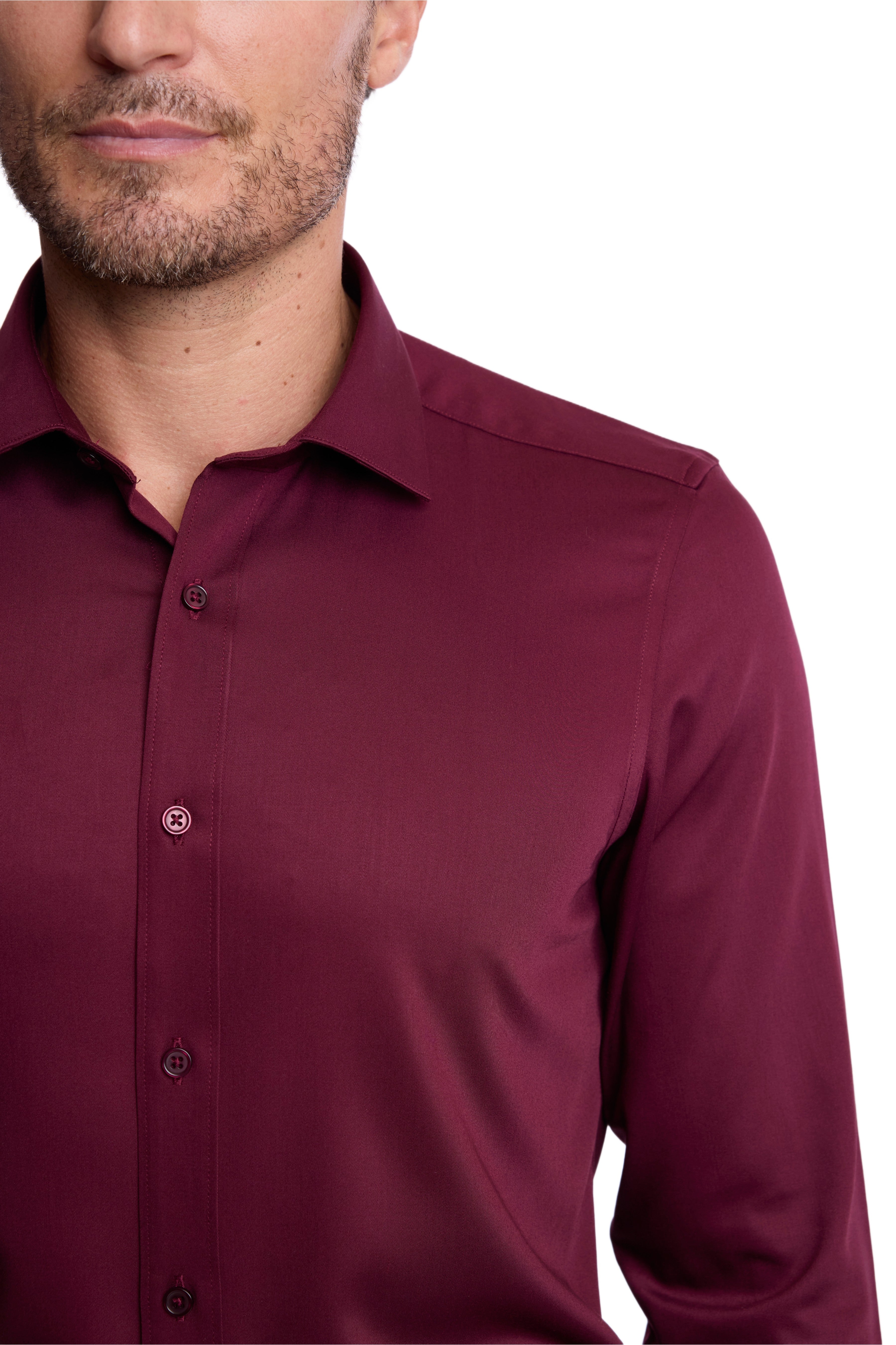 Peter Pointed Collar Shirt - Burgundy Wine