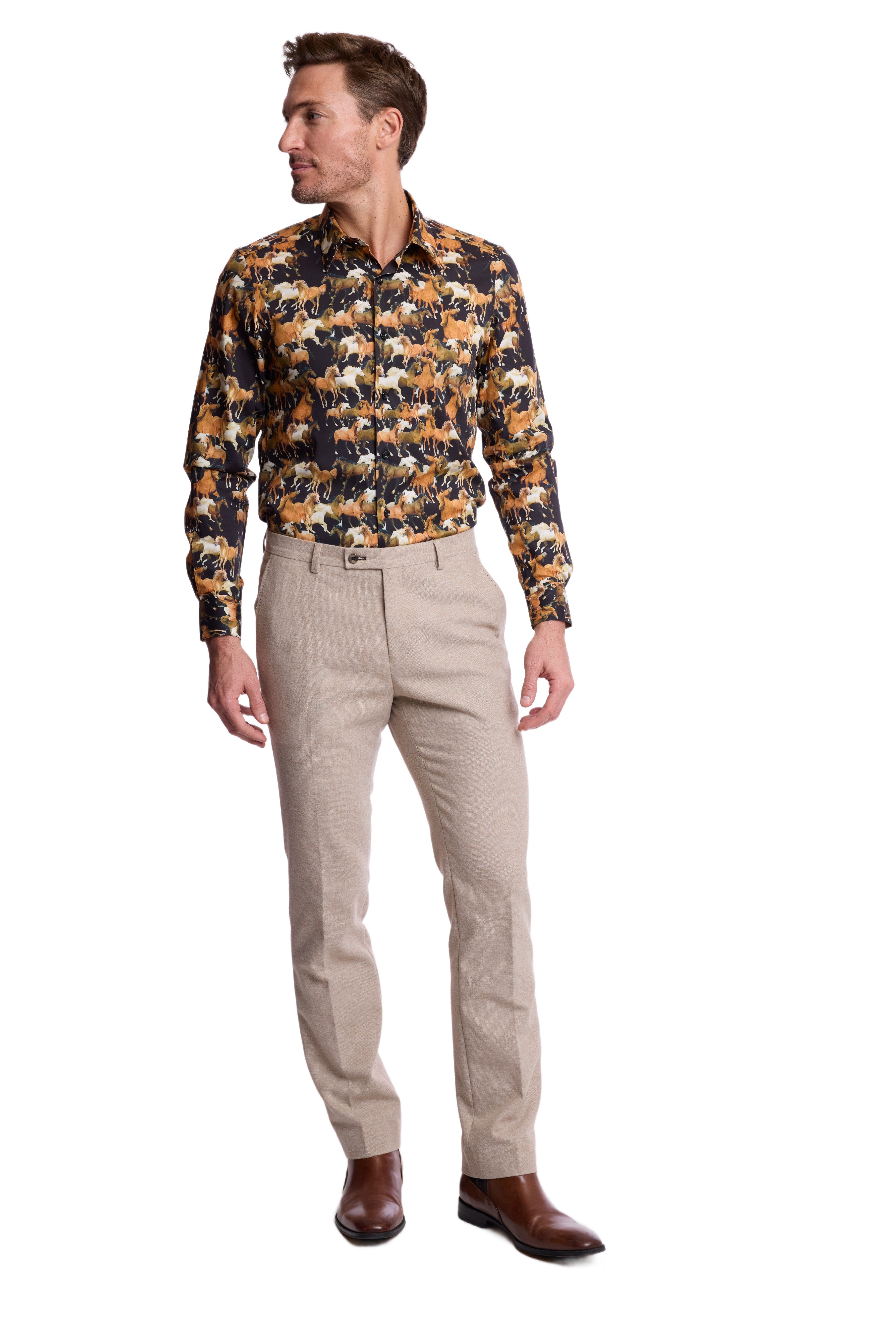 Parker Pointed Collar Shirt - Wild Horses