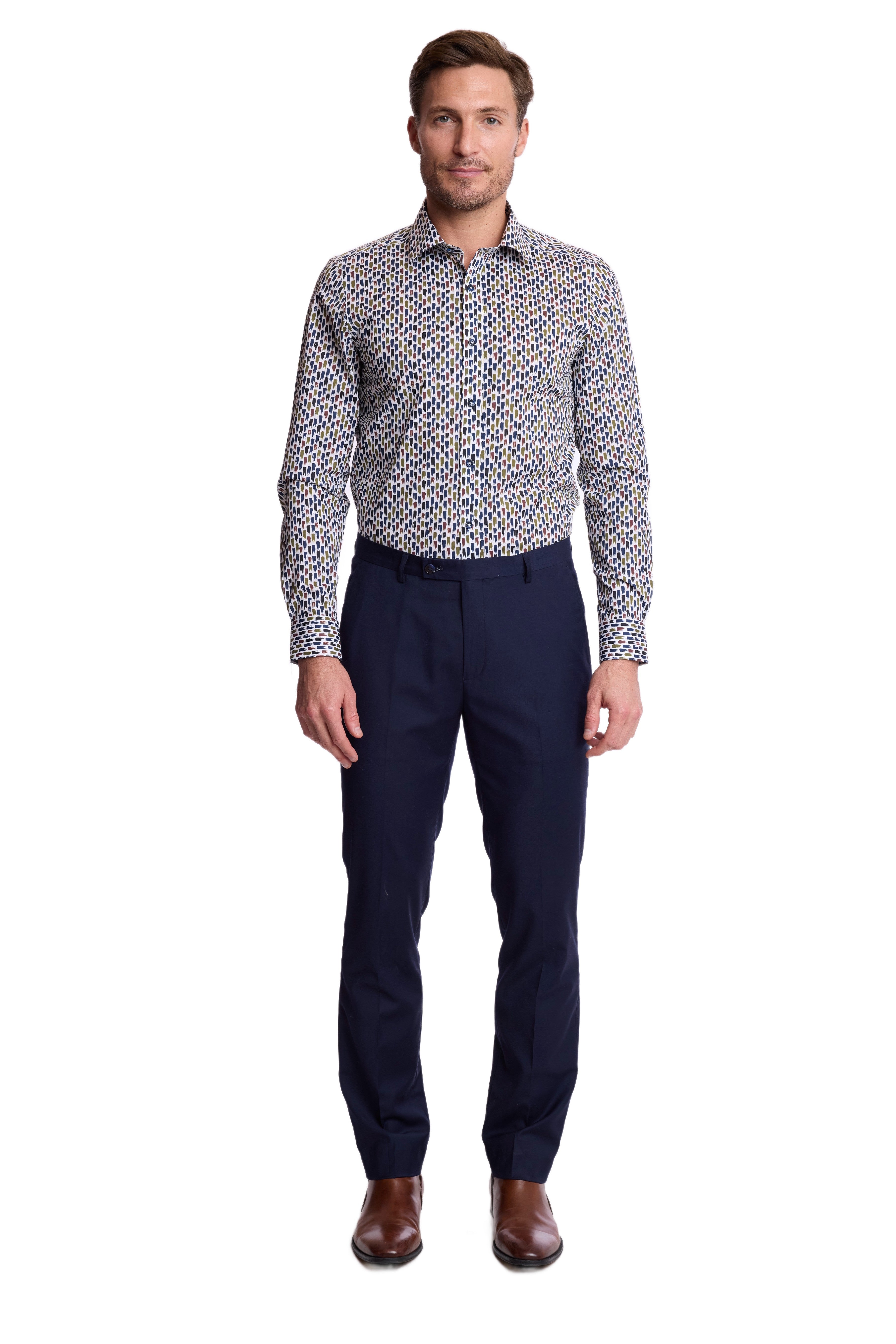Peter Pointed Collar Shirt - Multi Paint Strokes