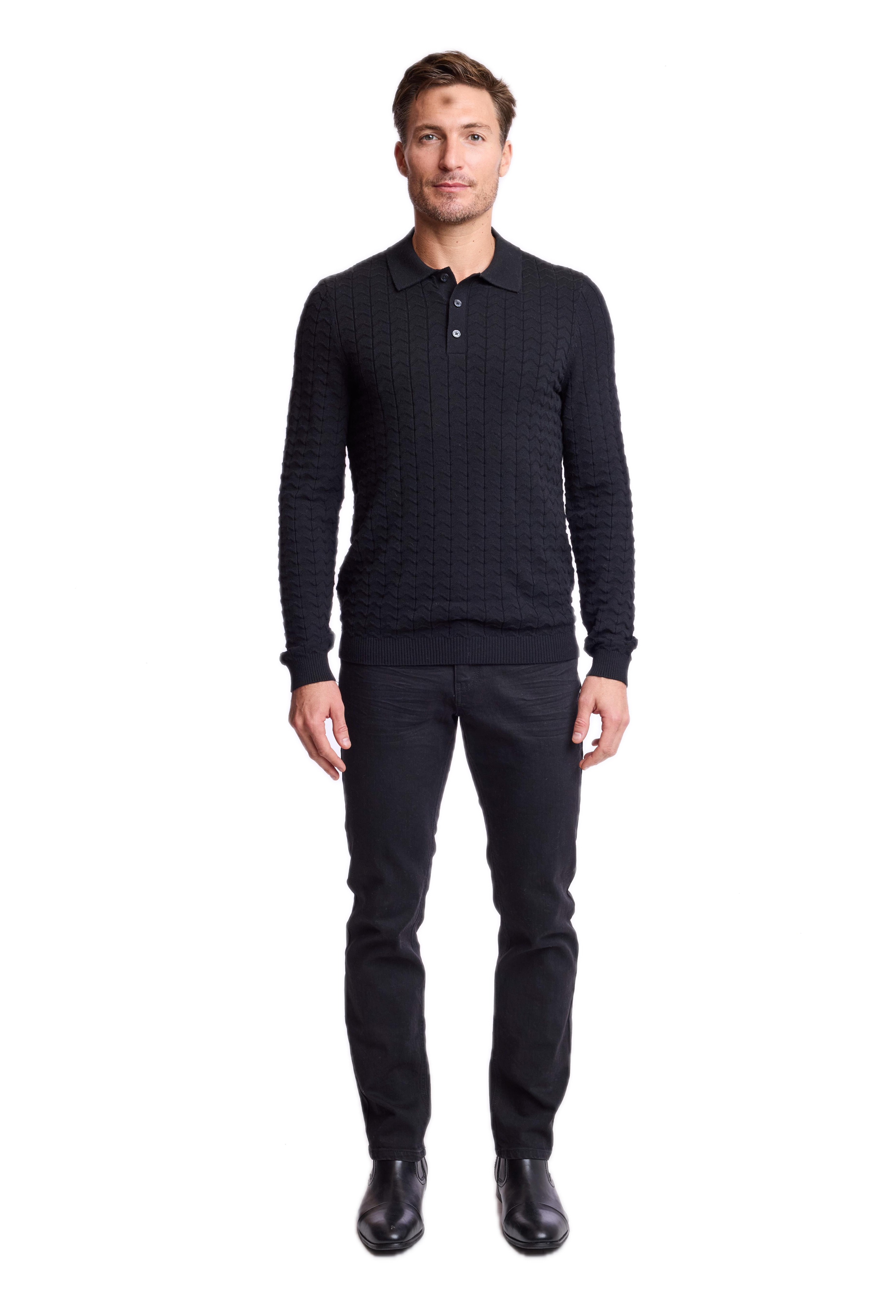 3 Button Polo - Black Nightfall