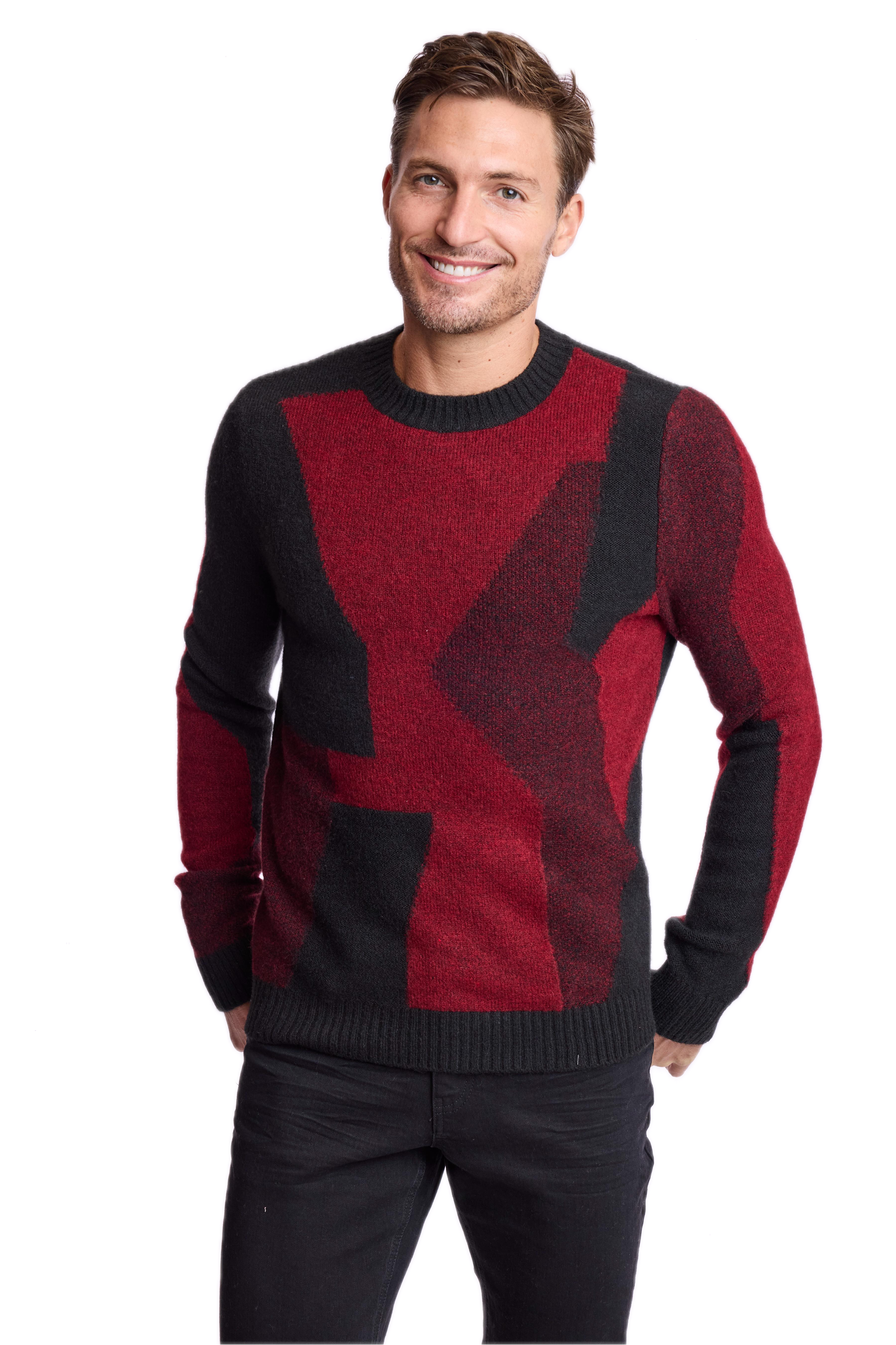 Crewneck Sweater - Black & Burgundy