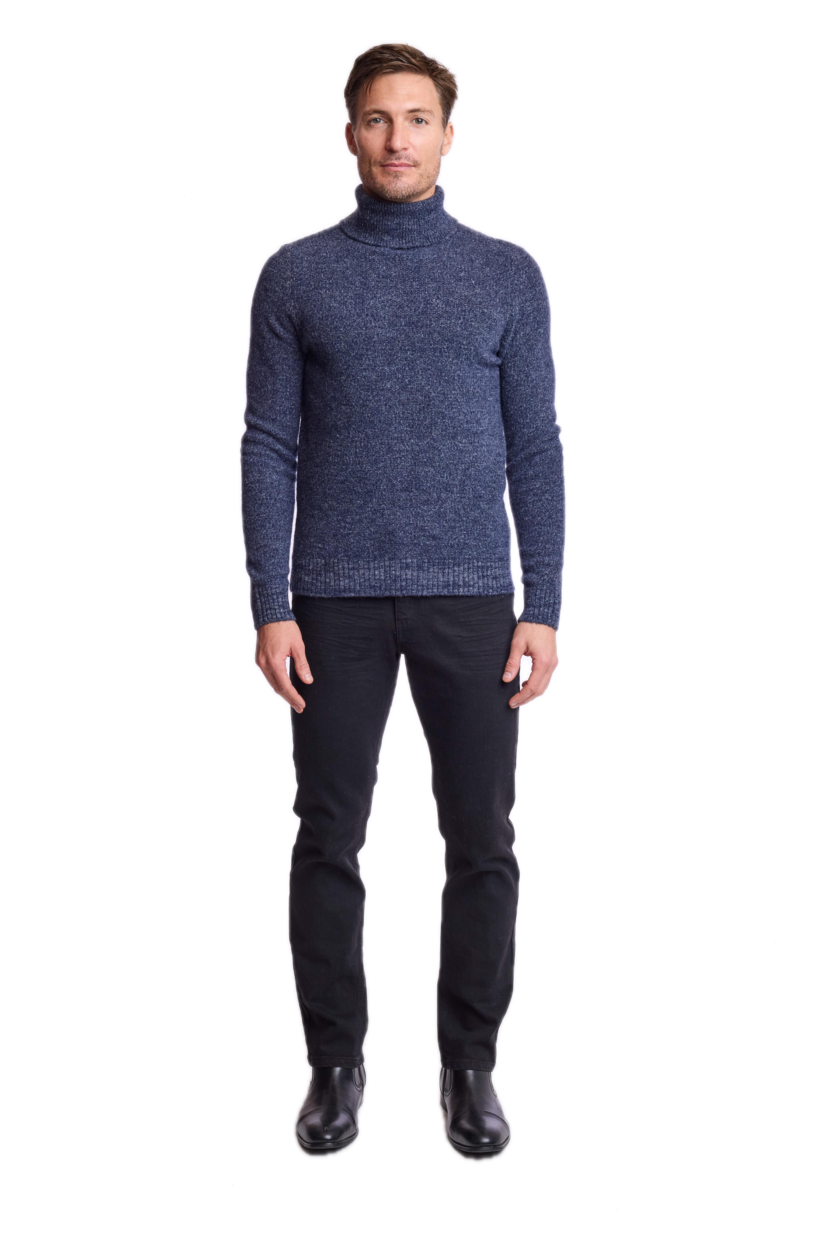 Chunky Turtleneck - Navy Blue Grey Marled