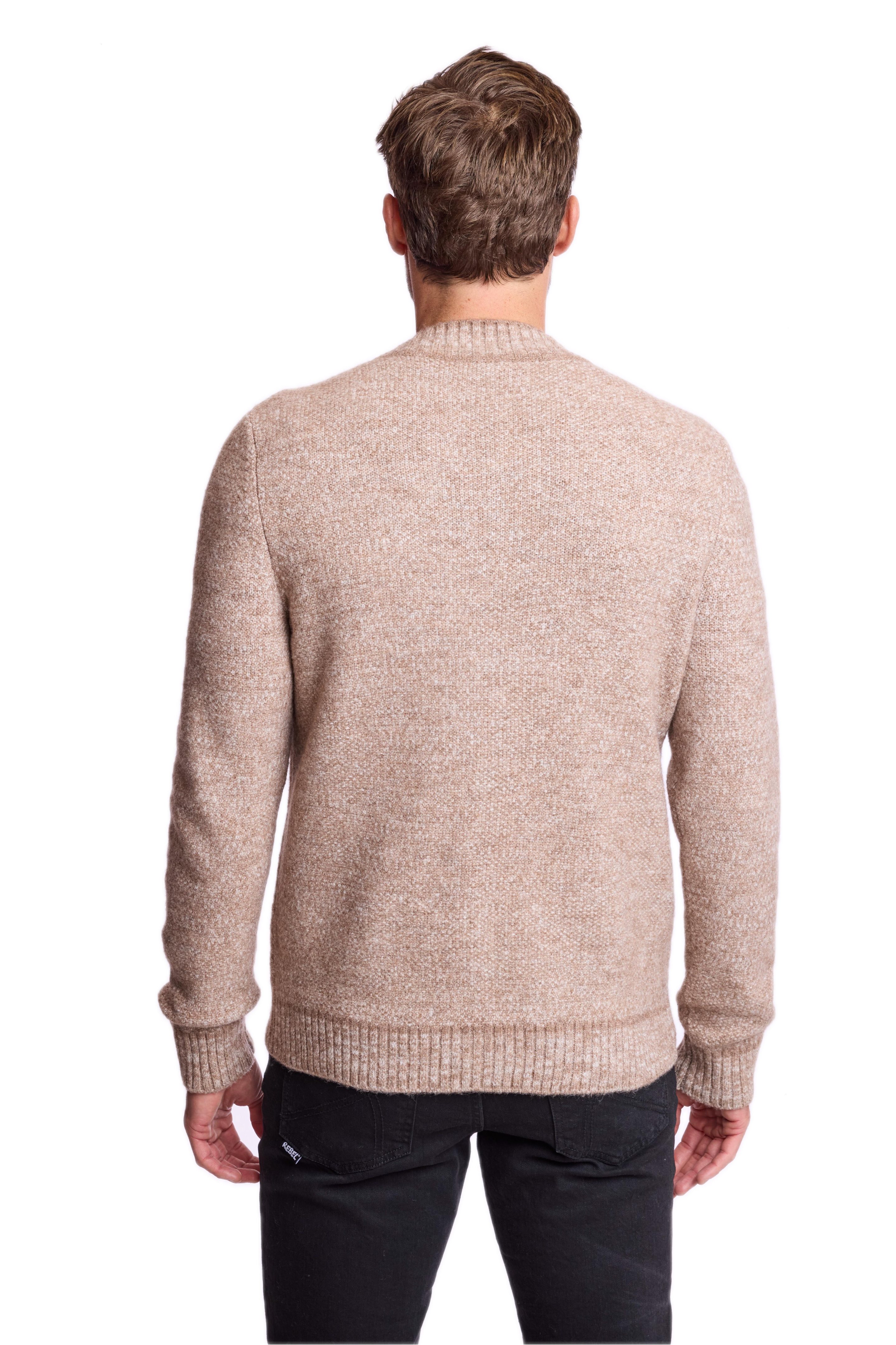 Deep V Cardigan - Beige Tan Marled