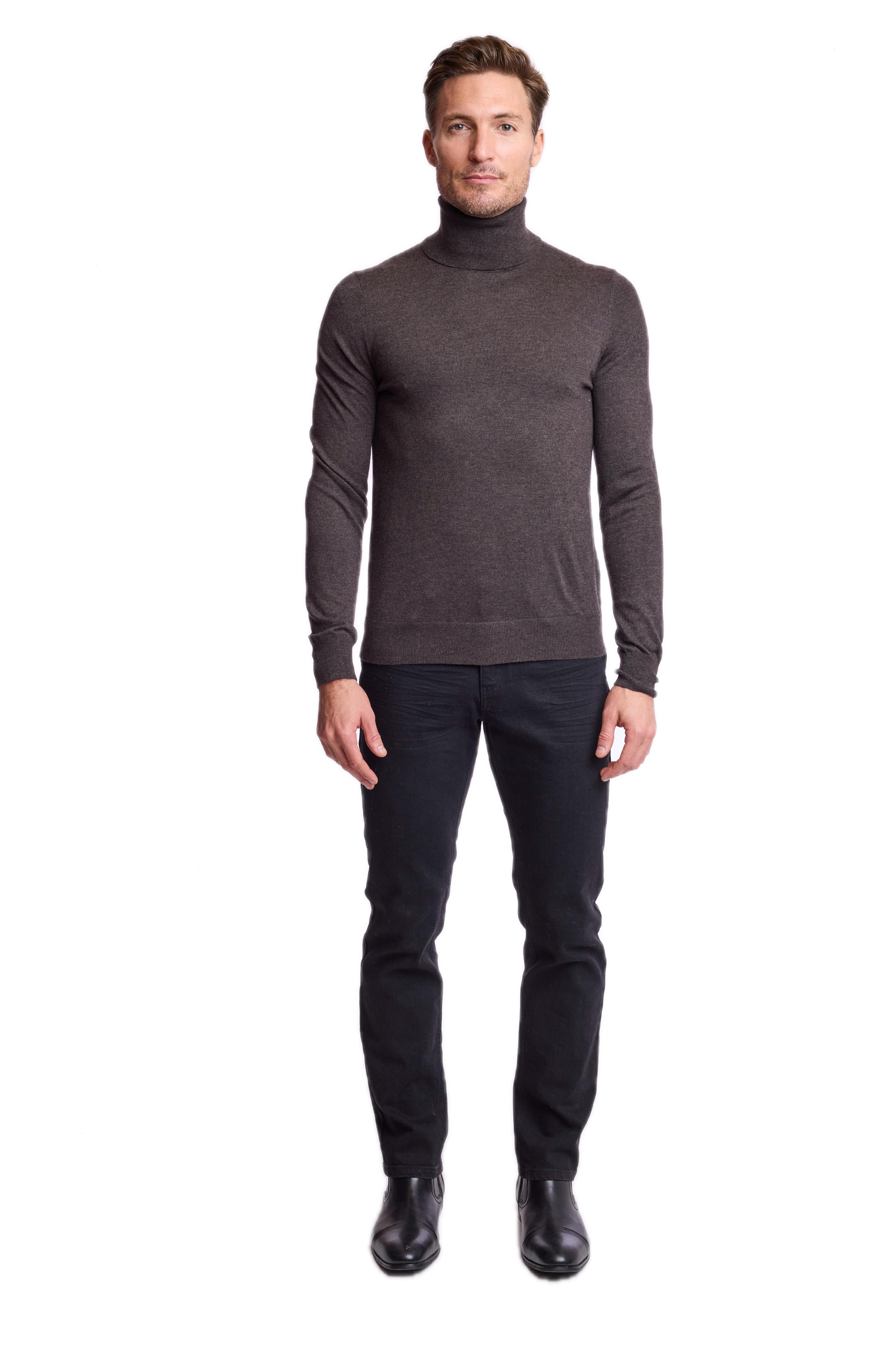 Luxe Fine Gauge Turtleneck - Hershey Brown
