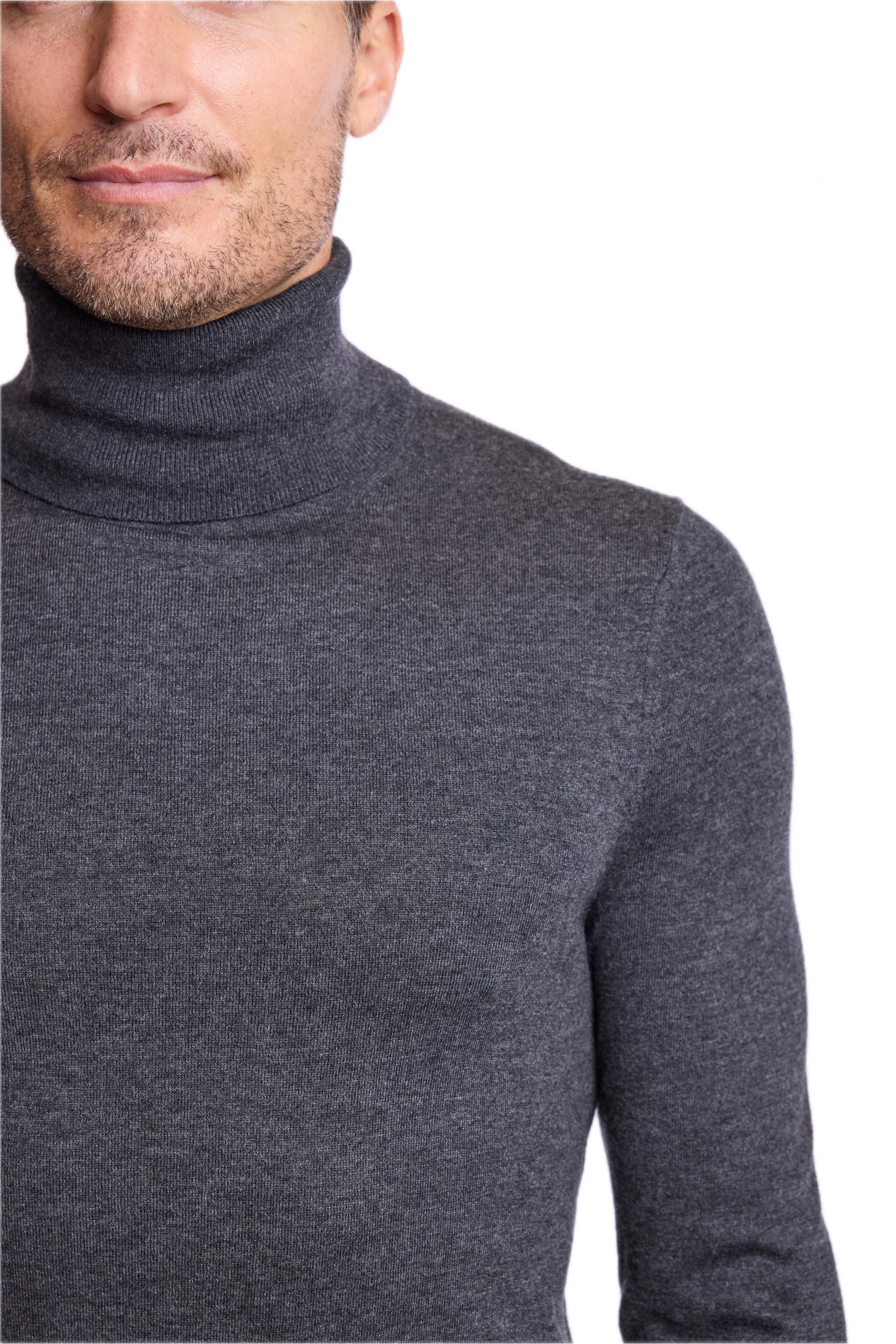Luxe Fine Gauge Turtleneck - Charcoal