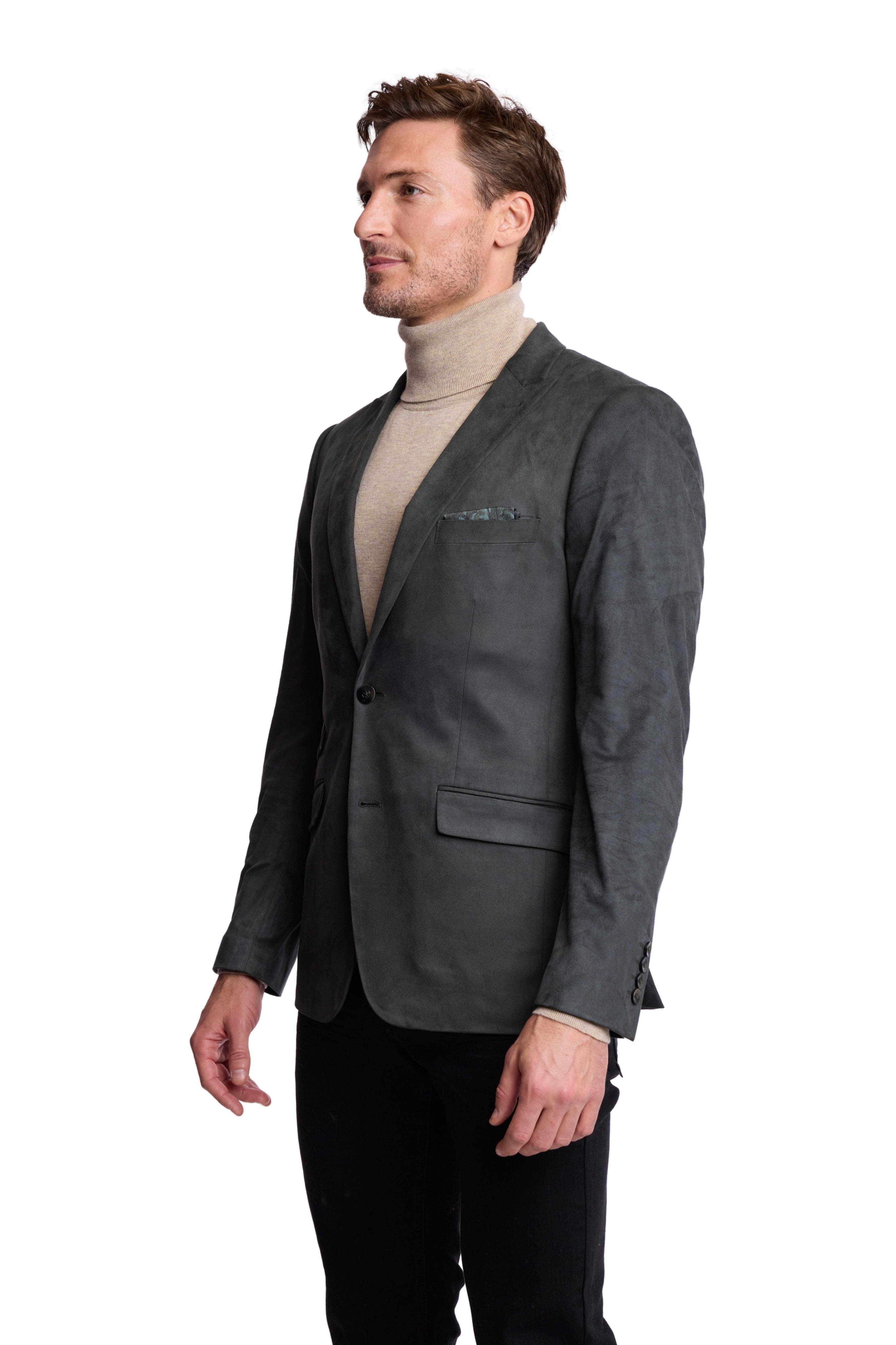 Ashton Peak Sportswear Blazer - Forest Green Microsuede