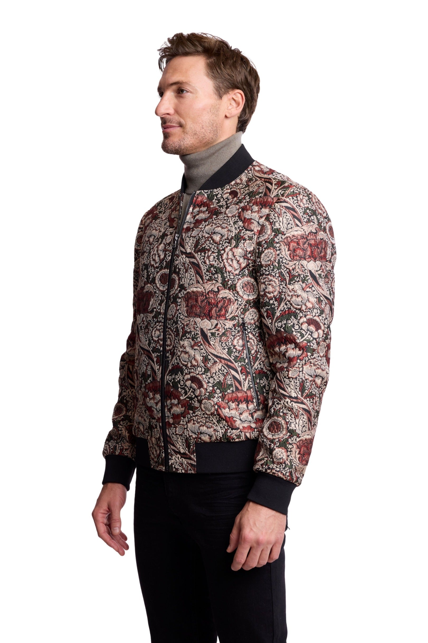 Hyde Bomber Jacket - Dark Green & Burgundy Multi