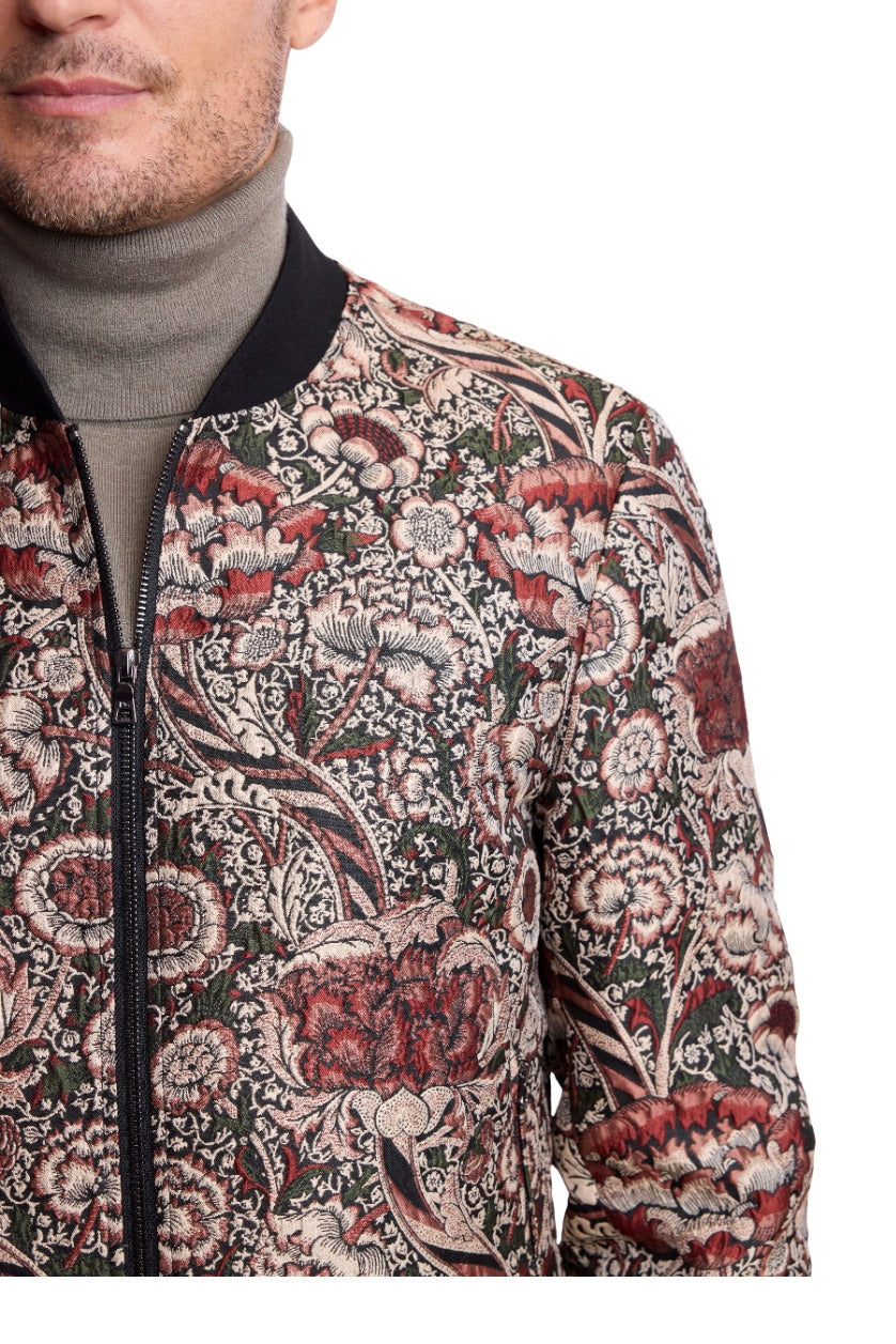 Hyde Bomber Jacket - Dark Green & Burgundy Multi