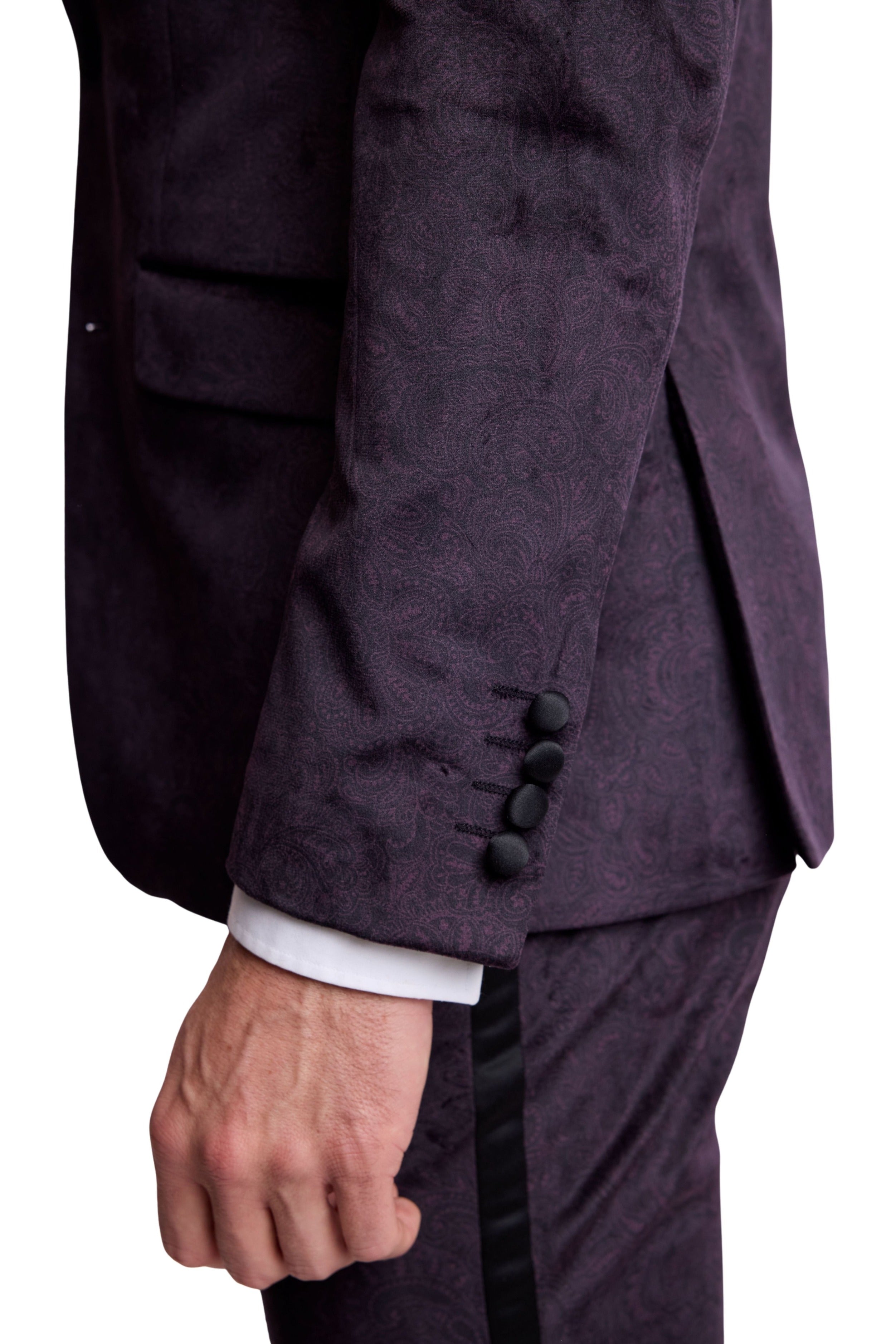 Kyle Big Peak Tux Jacket - slim - Deep Purple Velvet