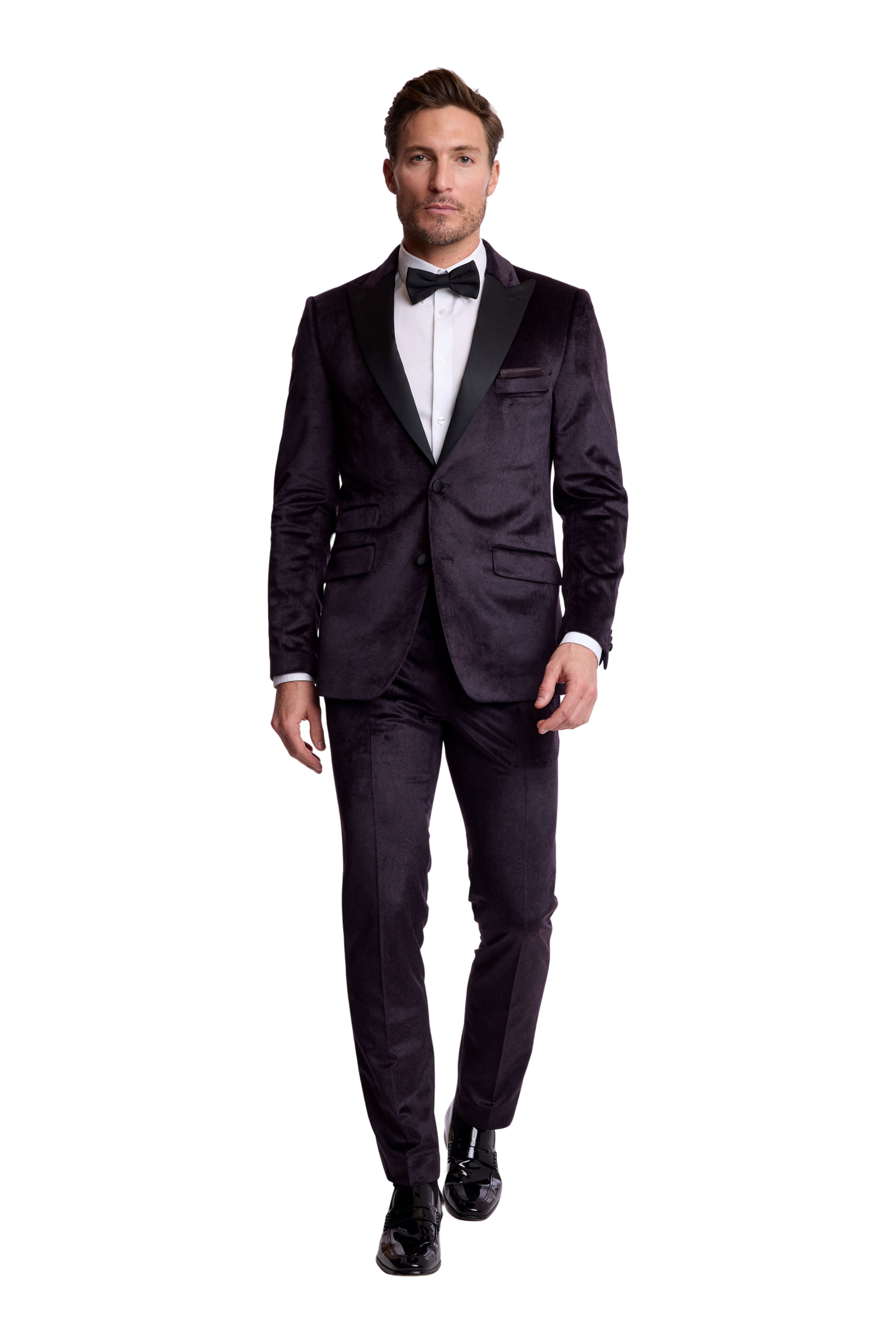 Kyle Big Peak Tux Jacket - slim - Deep Purple Velvet