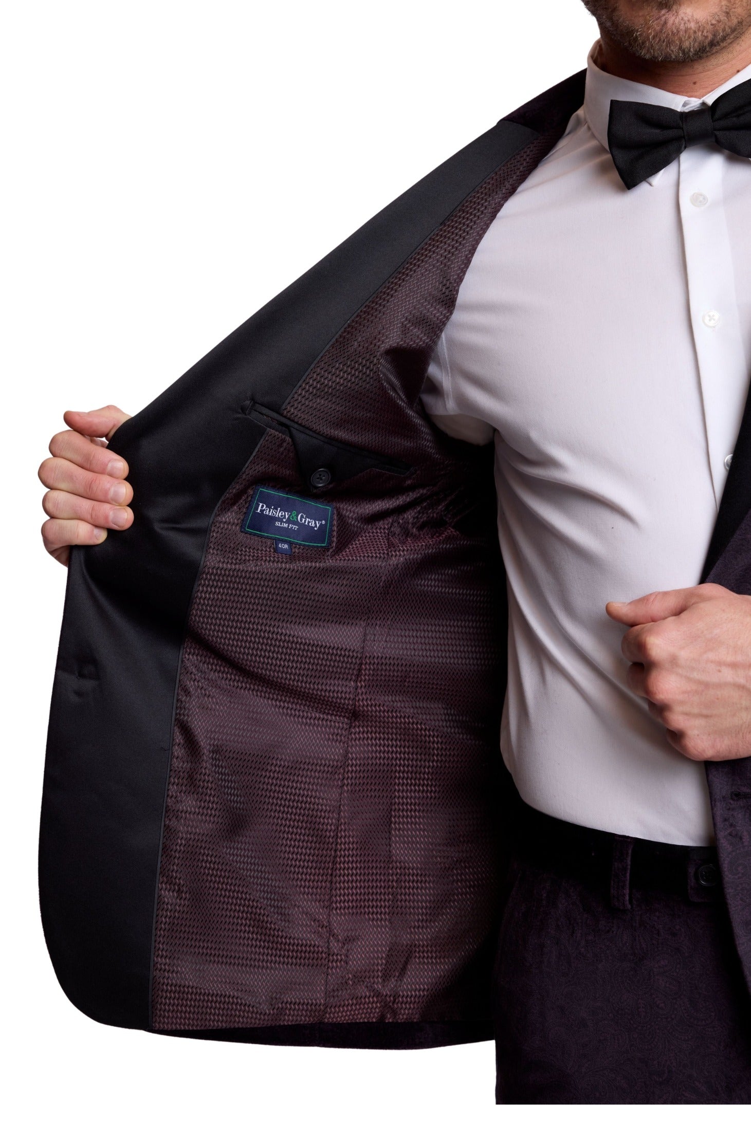 Kyle Big Peak Tux Jacket - slim - Deep Purple Velvet