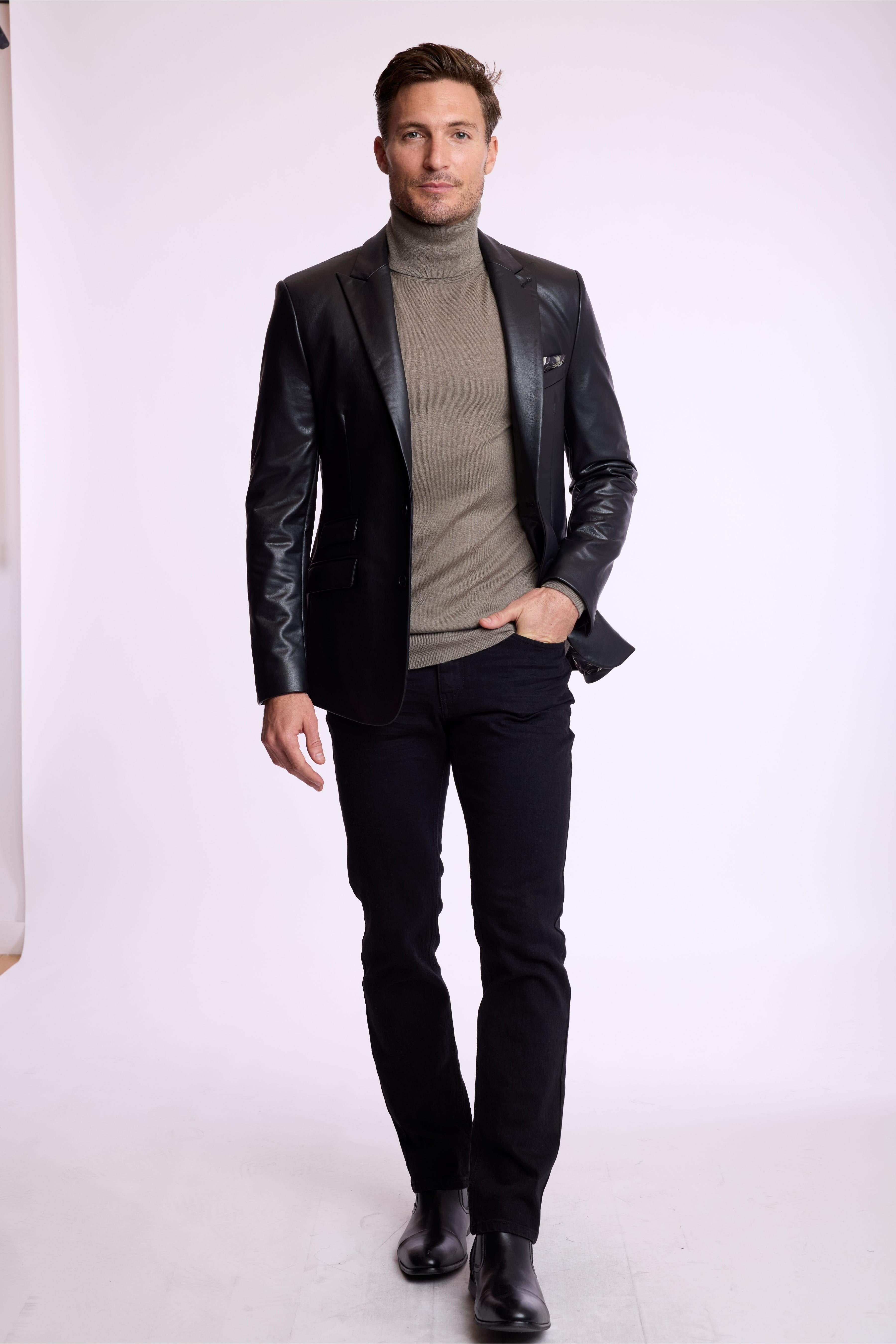 Ashton Peak Sportswear Blazer - Black Vegan Leather