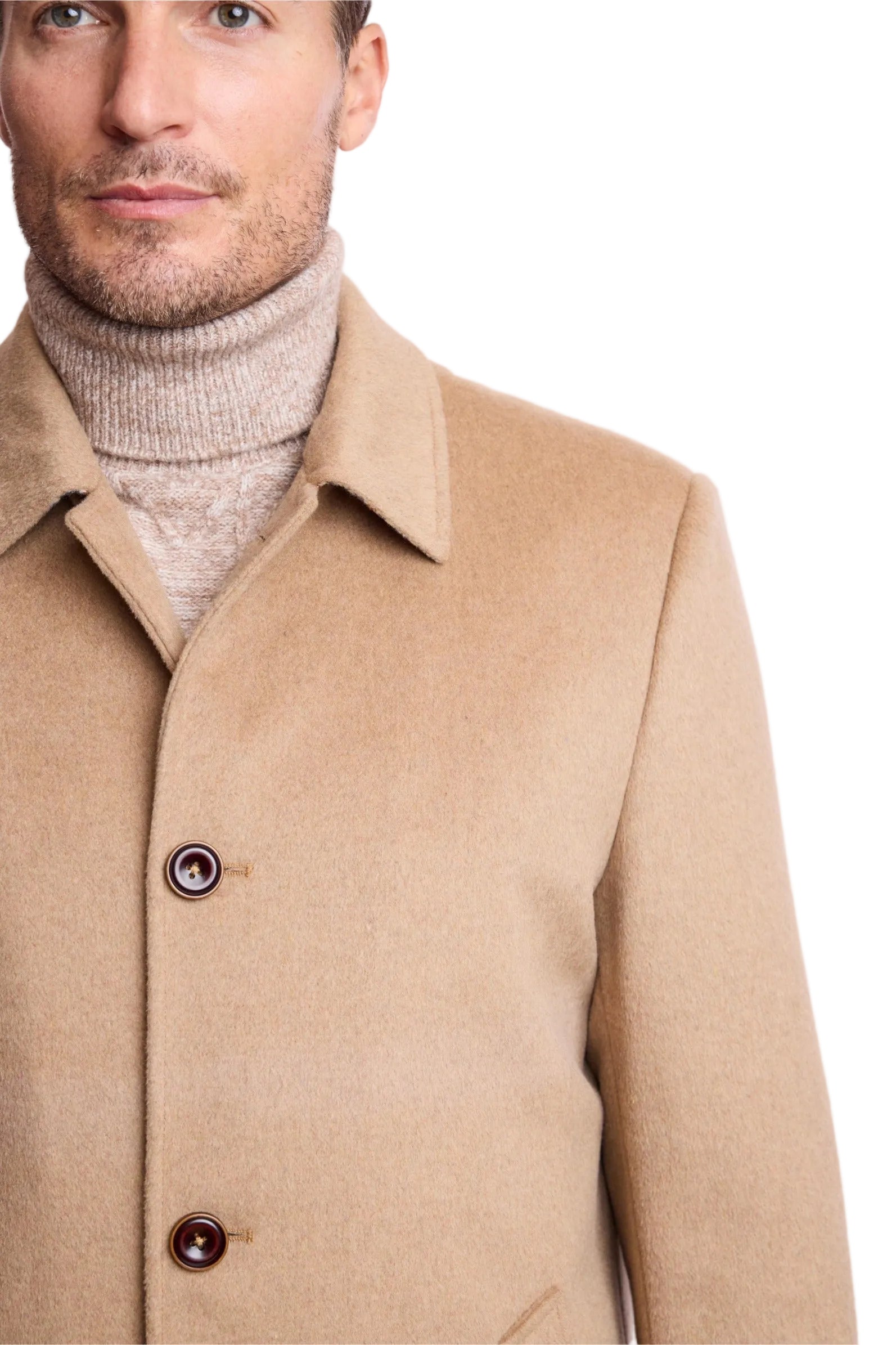 Slash Pocket Overcoat - slim - Light Camel