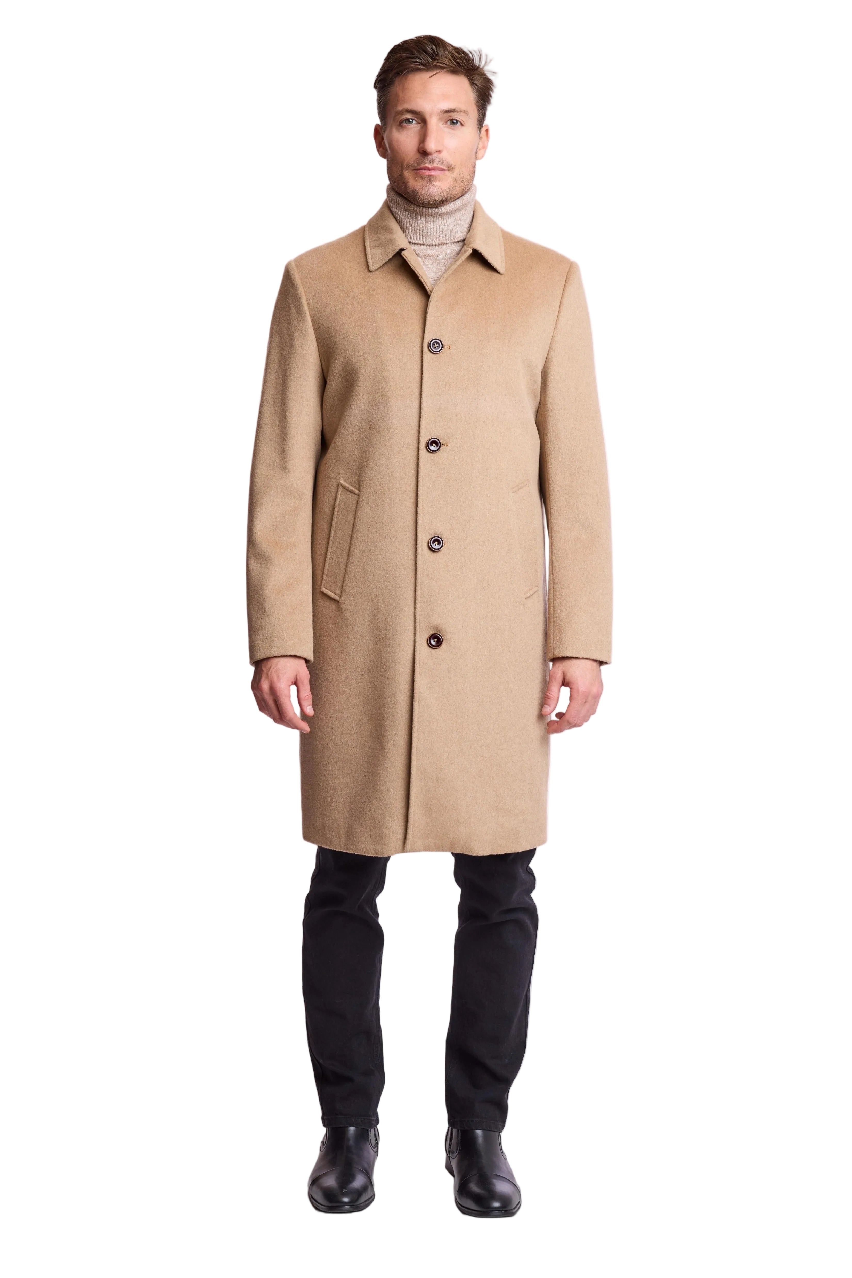 Slash Pocket Overcoat - slim - Light Camel