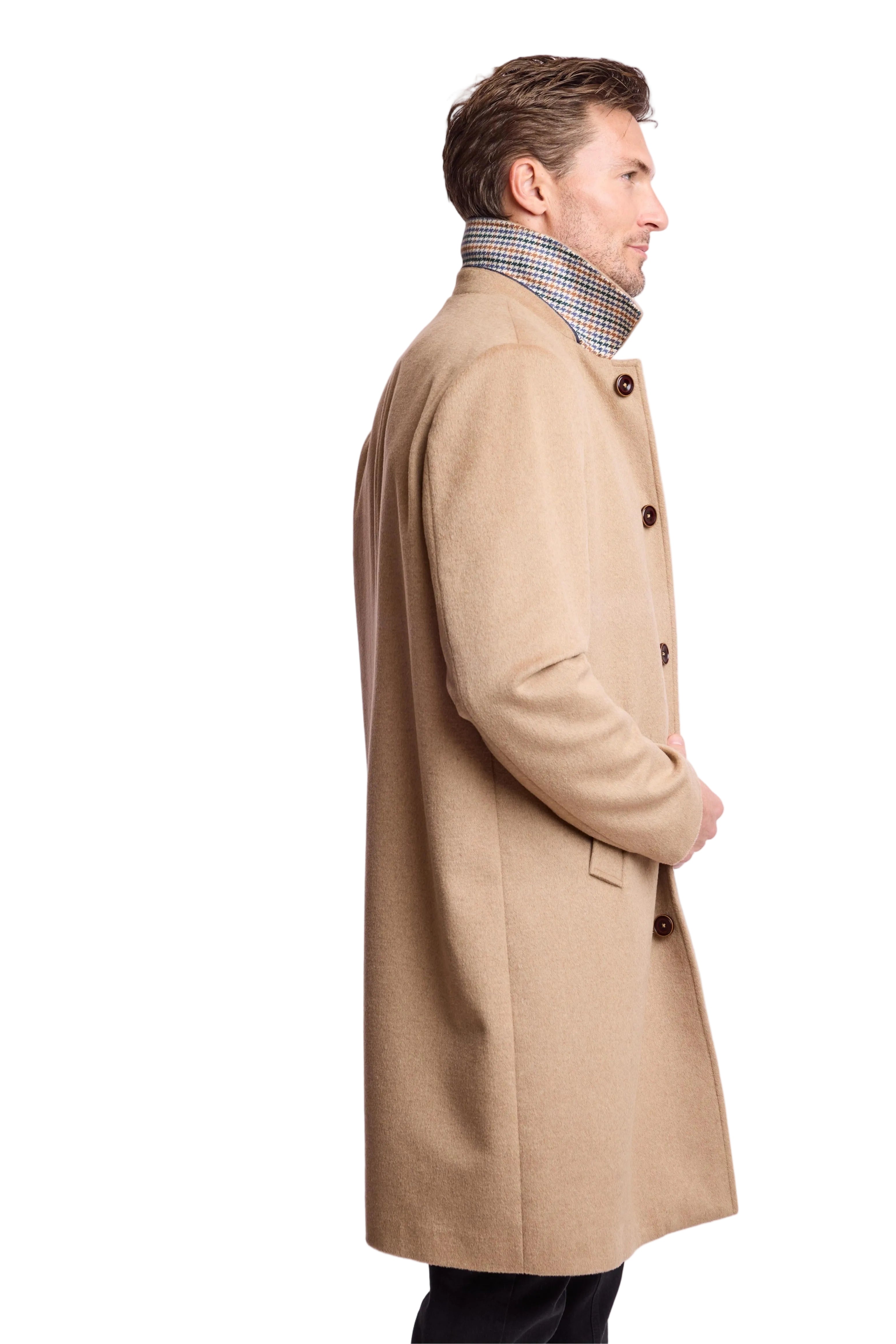 Slash Pocket Overcoat - slim - Light Camel