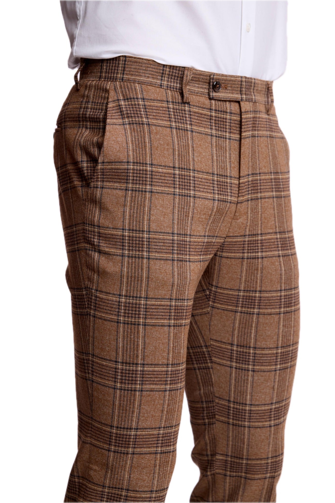 Downing Pants - slim - Brown Tan Plaid