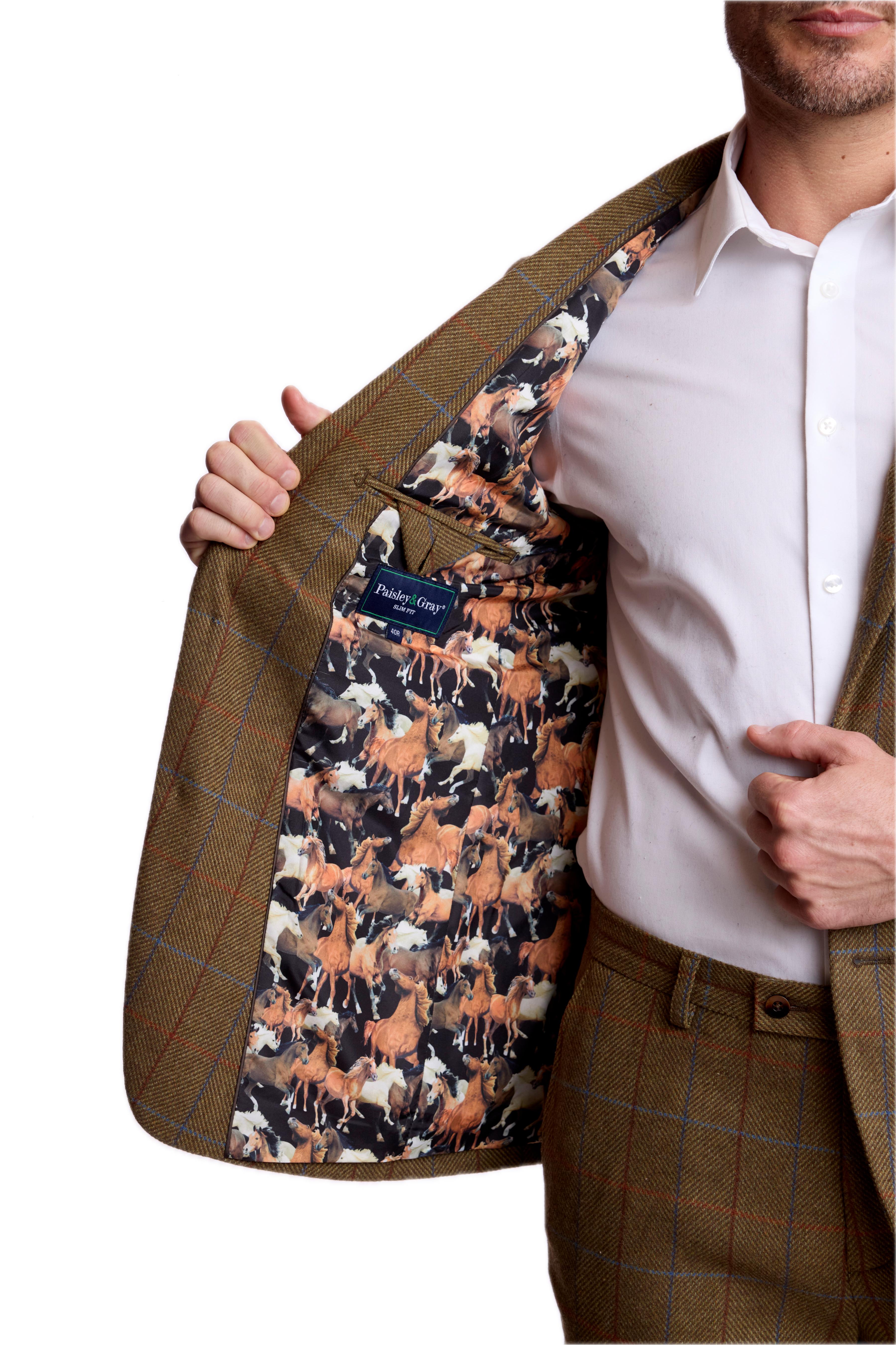 Dover Notch Jacket - slim - Army Herringbone Windowpane