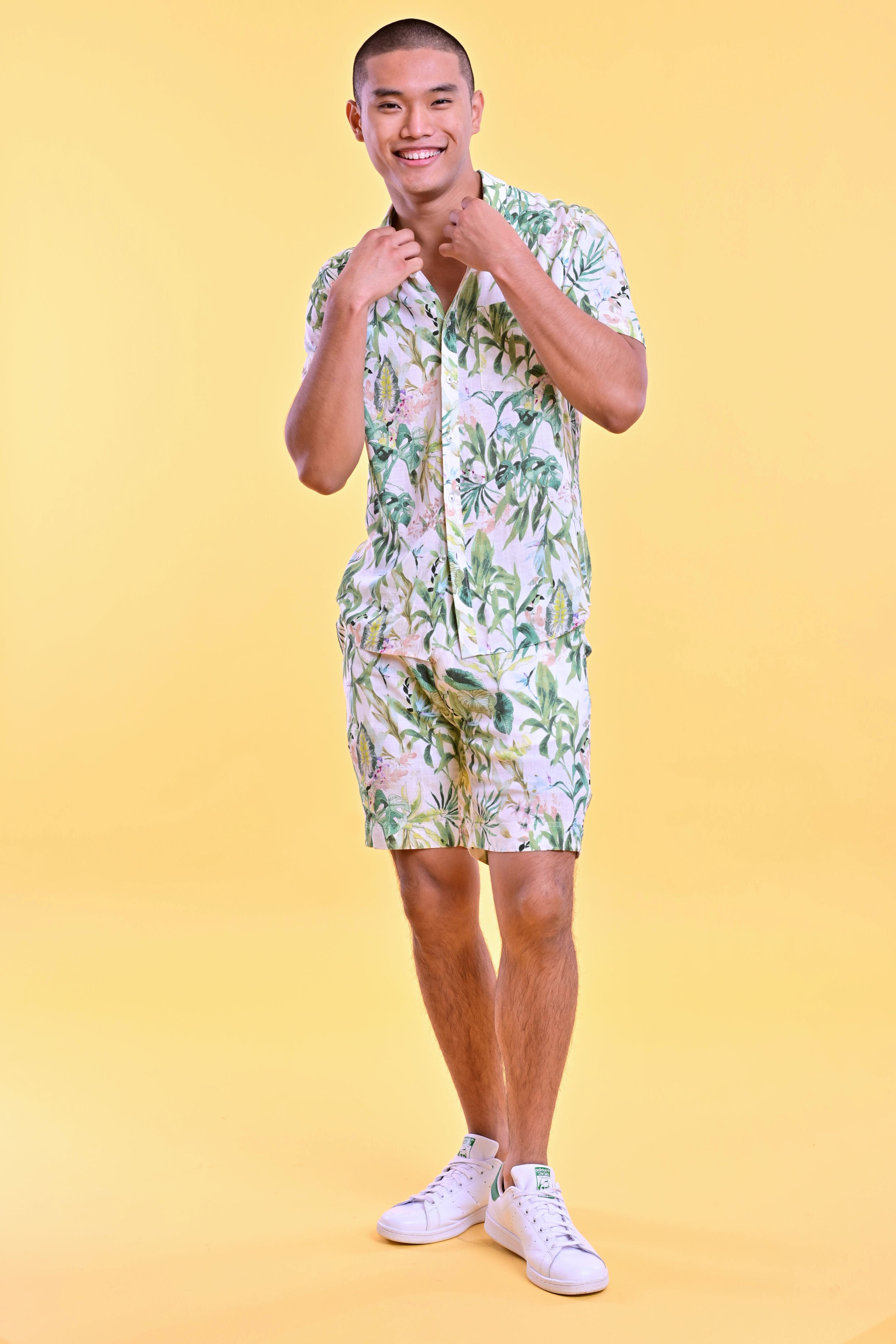 Soleil S/S Shirt - Green Yellow Tropics