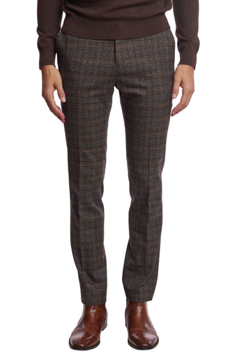 Downing Pants - slim - Brown Camel Plaid