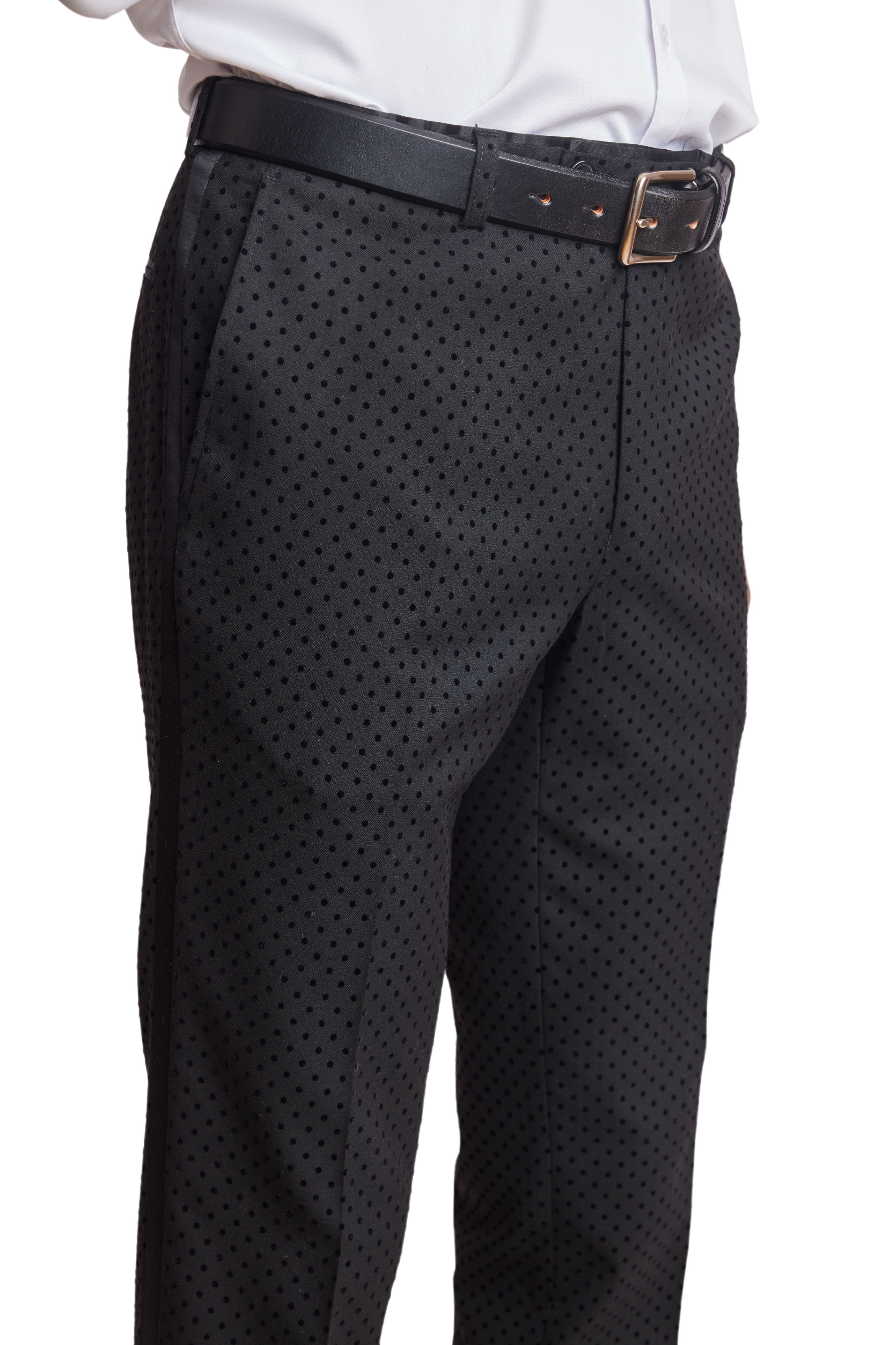 Sloane Tux Pants  - slim - Black Velvet Dots