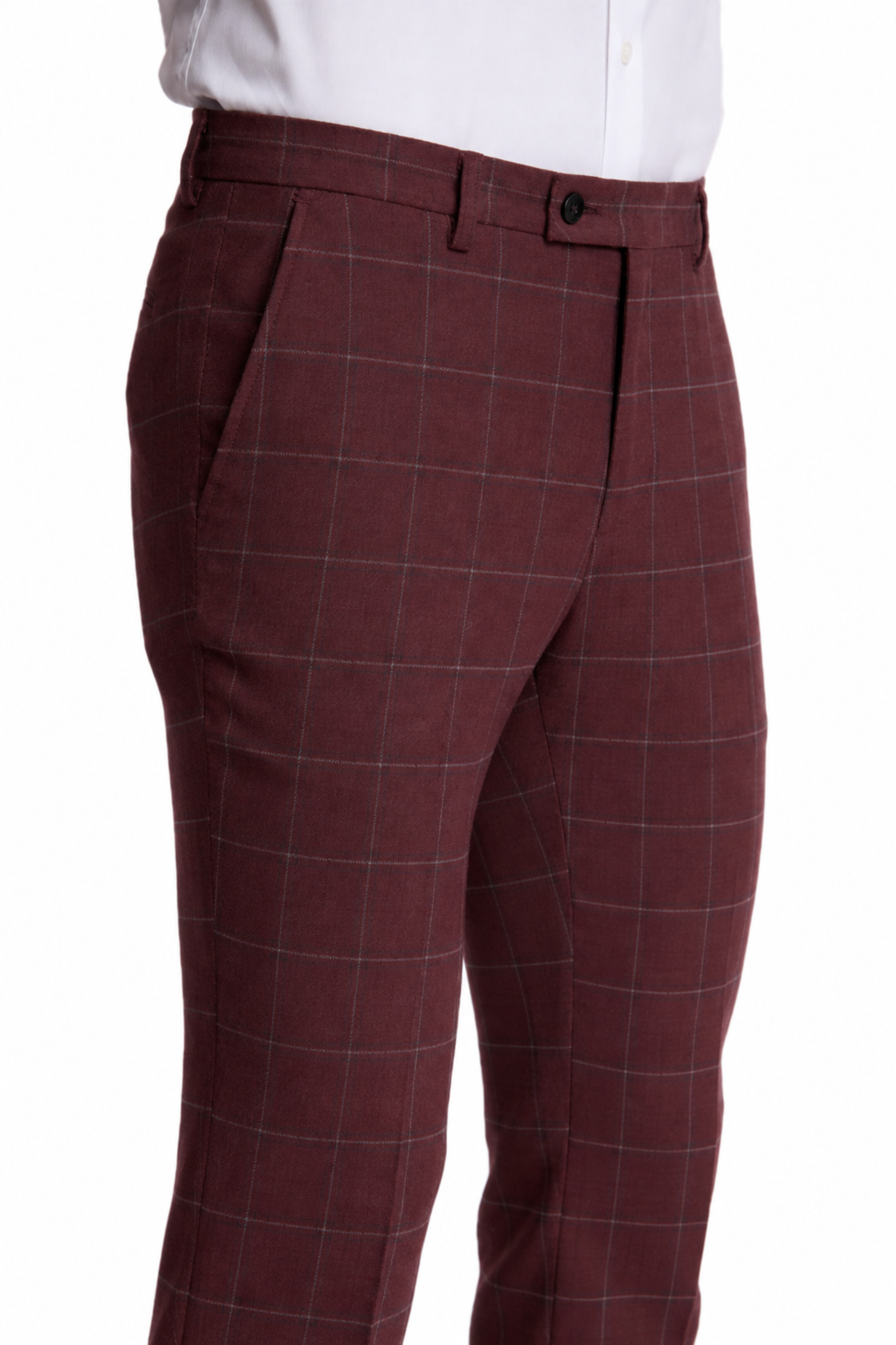 Downing Pants - slim - Dark Burgundy Windowpane