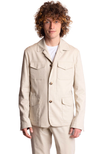 City 4 Pocket Jacket - slim - Tan Linen