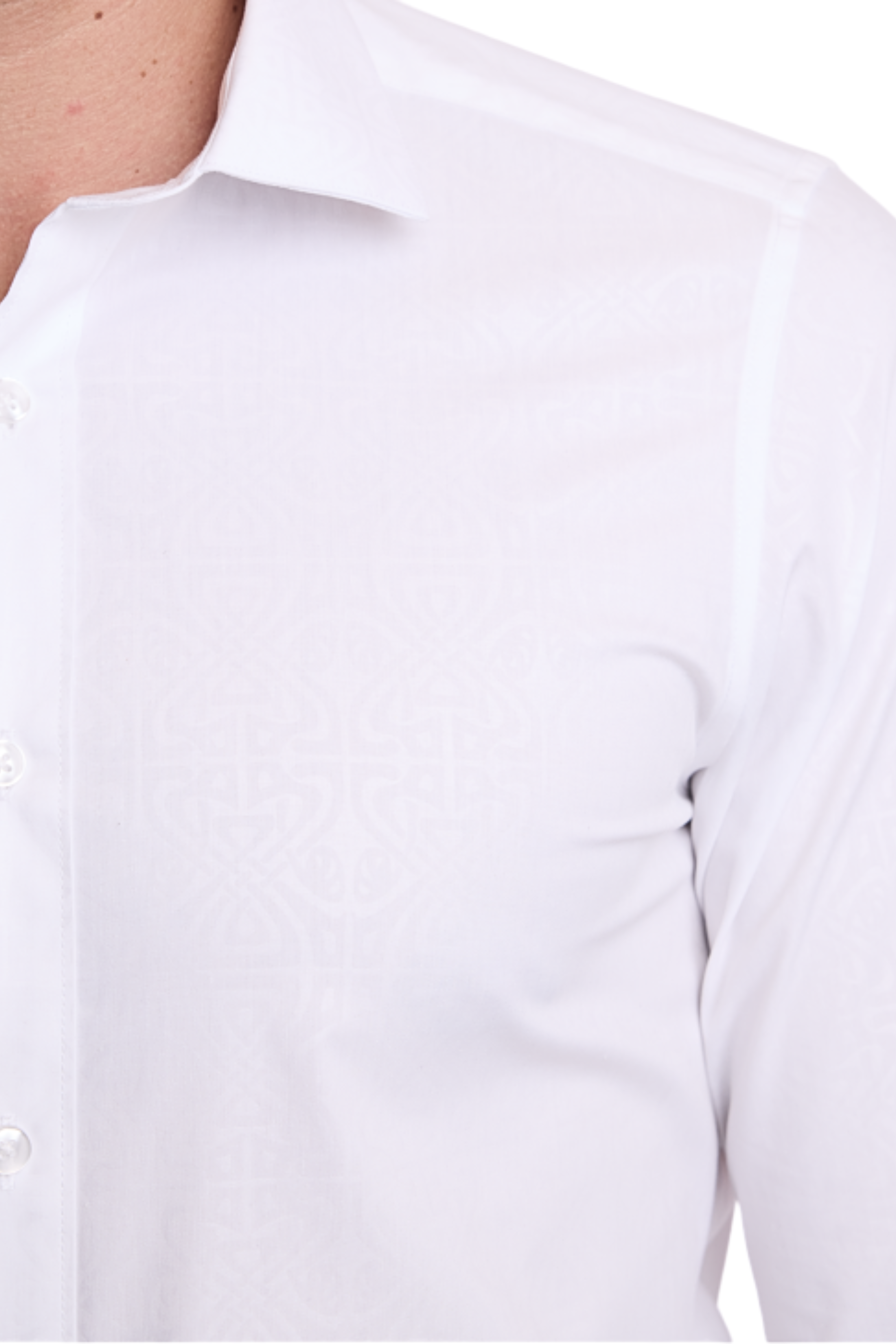 Peter Pointed Collar Shirt - White on White