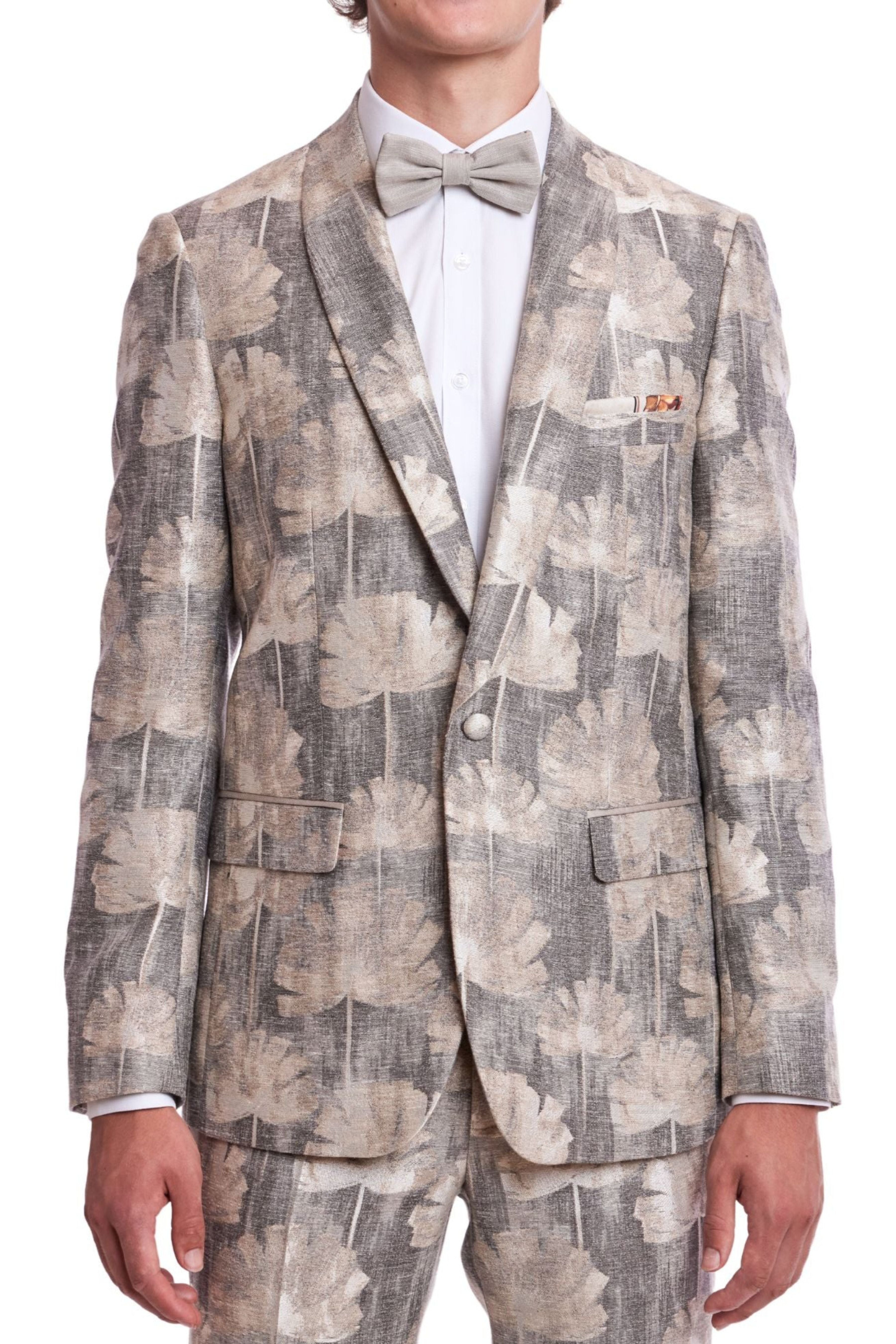 Regent Shawl Tux Jacket - slim - Beige Haze Floral