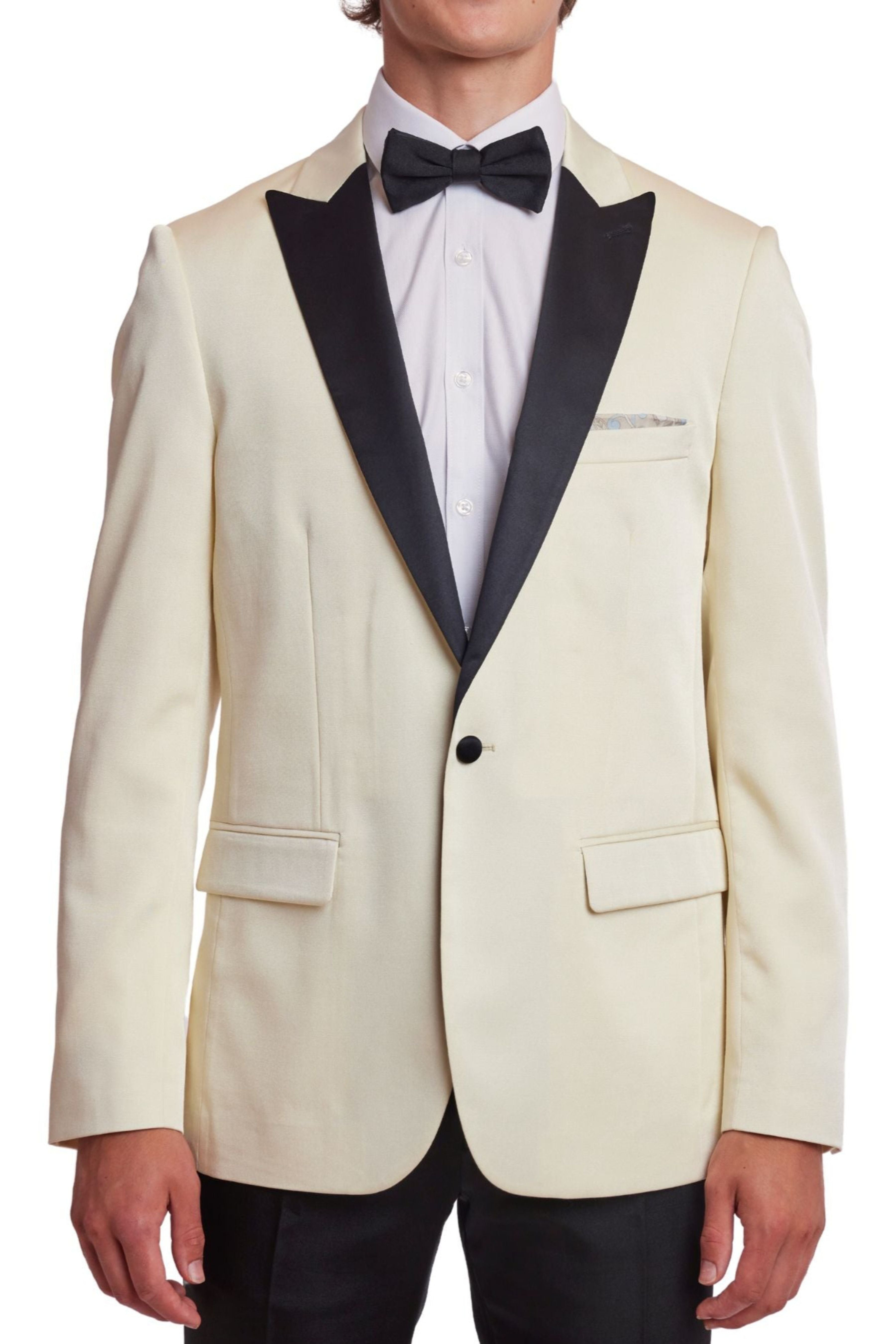 Grosvenor Peak Tux Jacket - slim - Ivory & Black
