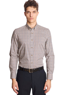  Brian Button Down Shirt - Brown & Blue Diamond