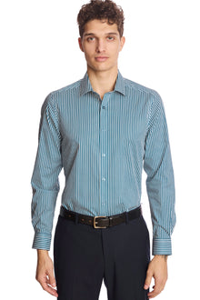 Samuel Spread Collar Shirt - Transformative Teal Stripes